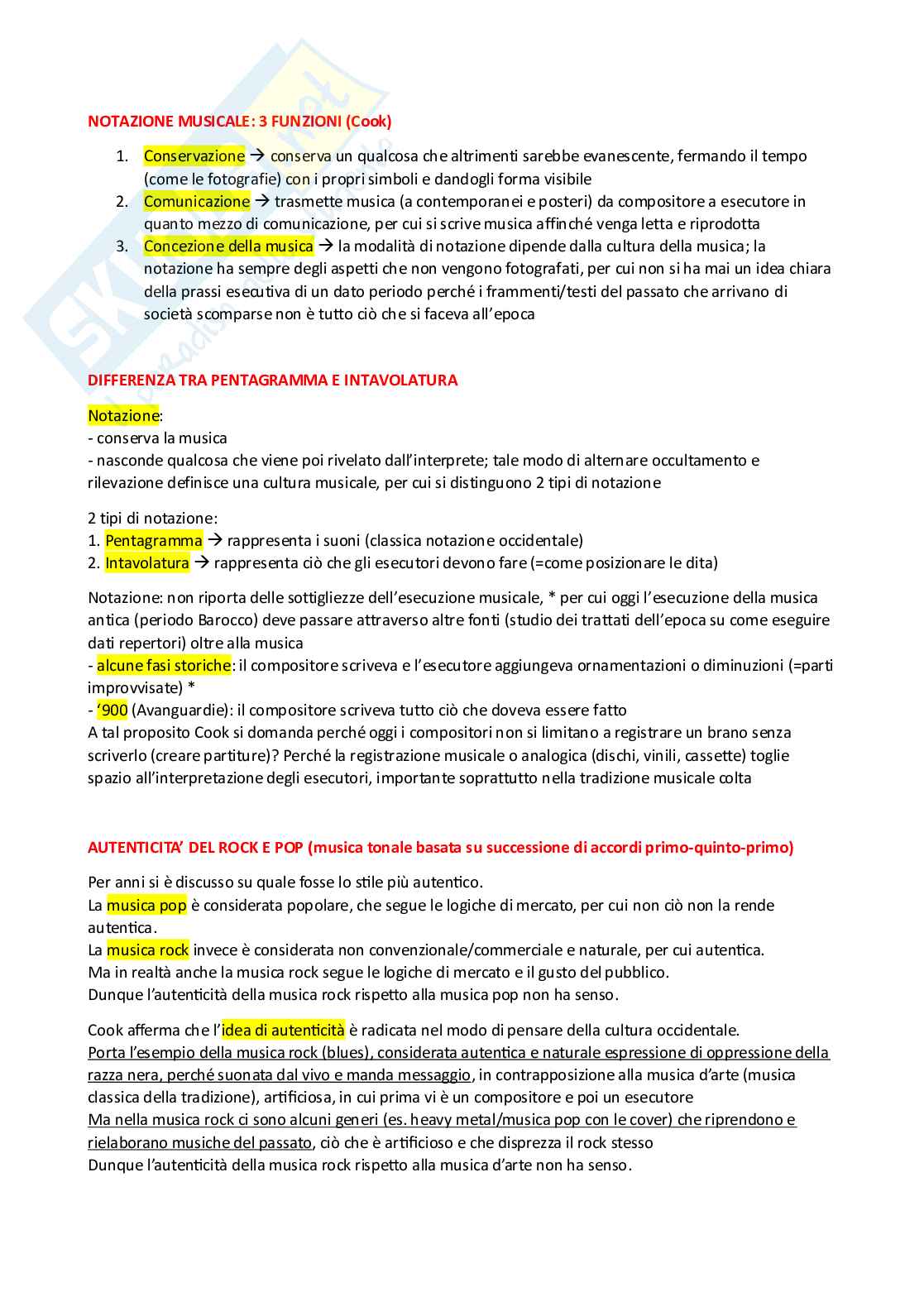Musicologia e storia della musica (B024365) | Appunti completi e saggi | SFP Notes Vol. 06 Pag. 1