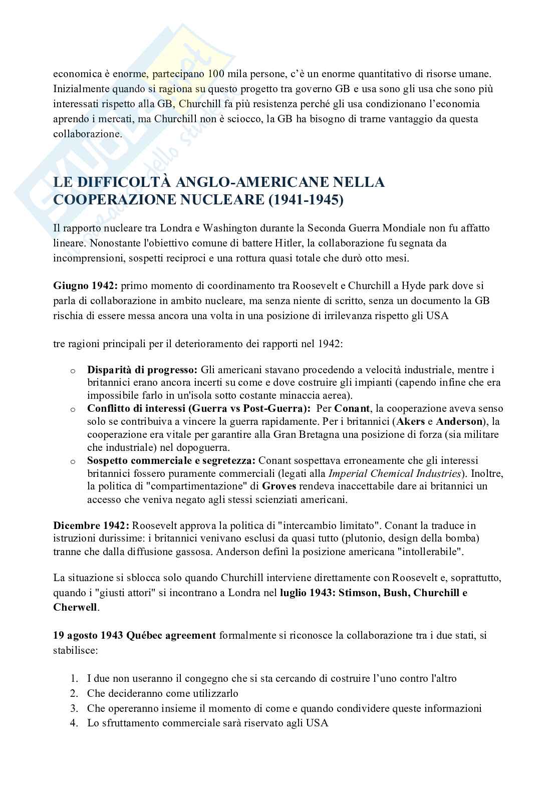 Riassunto esame Il potere nucleare nel sistema internazionale, Prof. Gala Marilena, libro consigliato Danger and Survival, Bundy Pag. 11