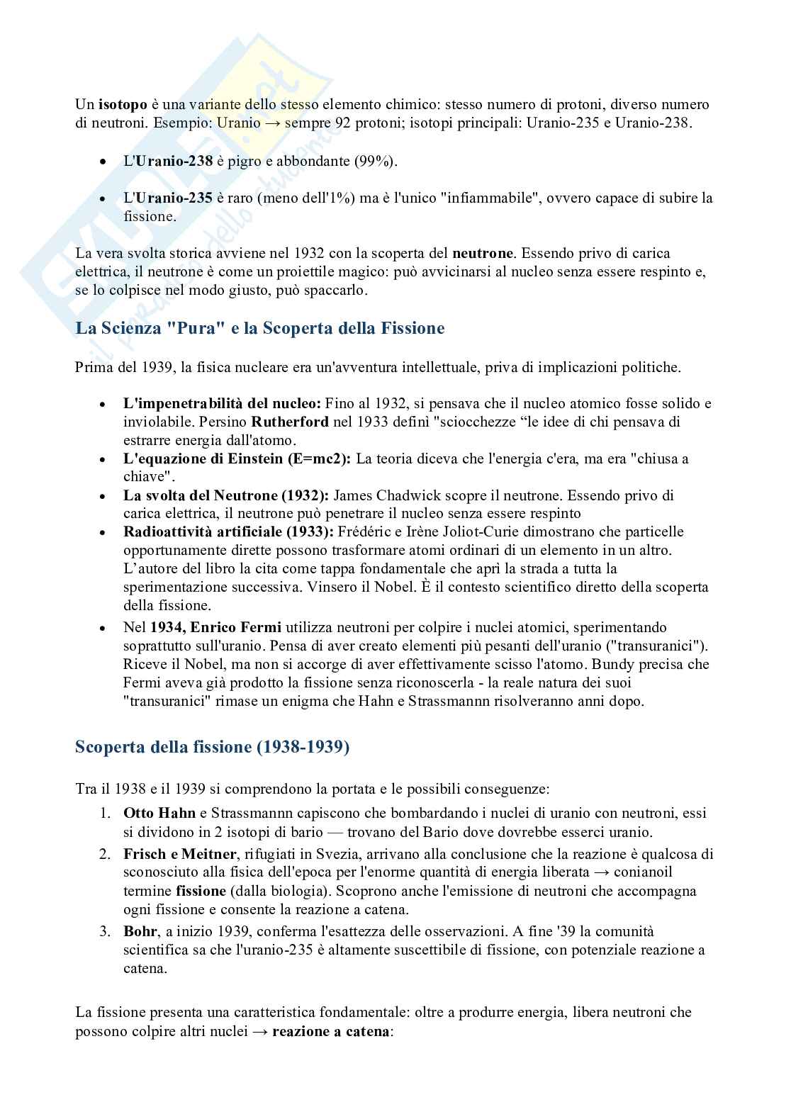Riassunto esame Il potere nucleare nel sistema internazionale, Prof. Gala Marilena, libro consigliato Danger and Survival, Bundy Pag. 2