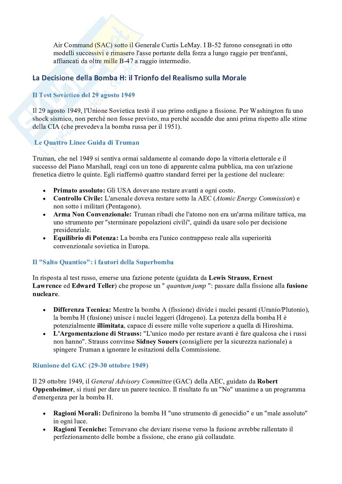 Riassunto esame Il potere nucleare nel sistema internazionale, Prof. Gala Marilena, libro consigliato Danger and Survival, Bundy Pag. 26
