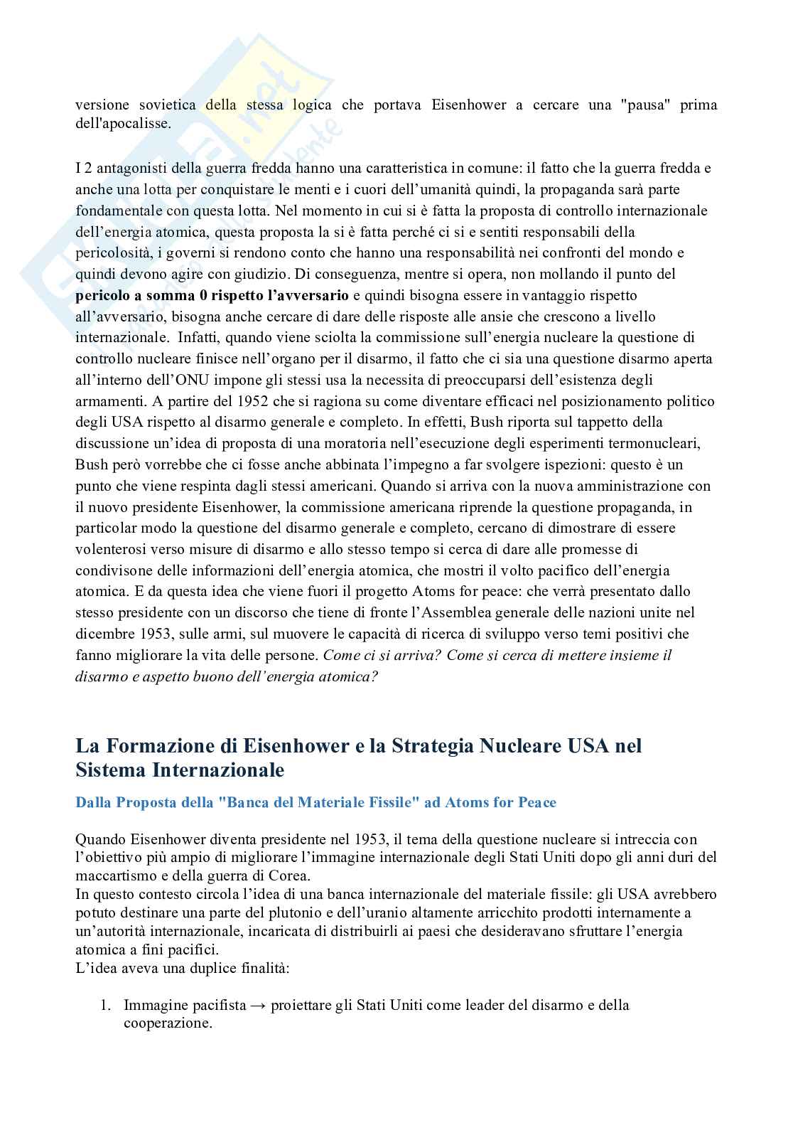 Riassunto esame Il potere nucleare nel sistema internazionale, Prof. Gala Marilena, libro consigliato Danger and Survival, Bundy Pag. 31