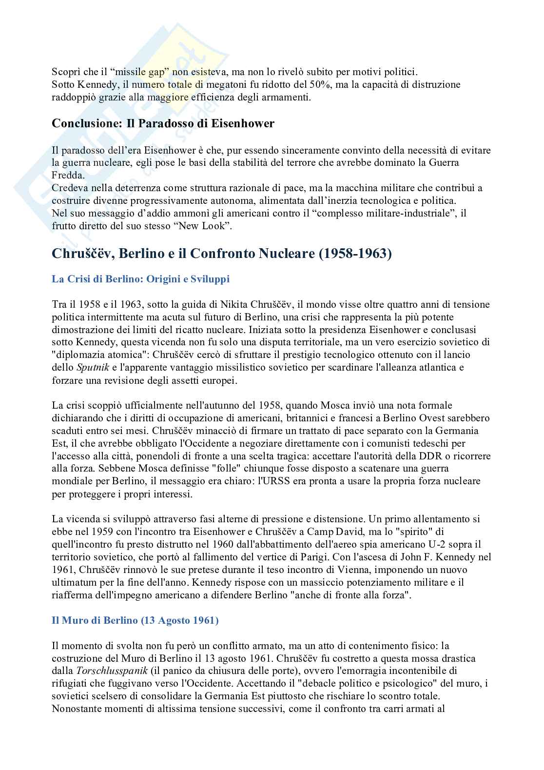 Riassunto esame Il potere nucleare nel sistema internazionale, Prof. Gala Marilena, libro consigliato Danger and Survival, Bundy Pag. 36