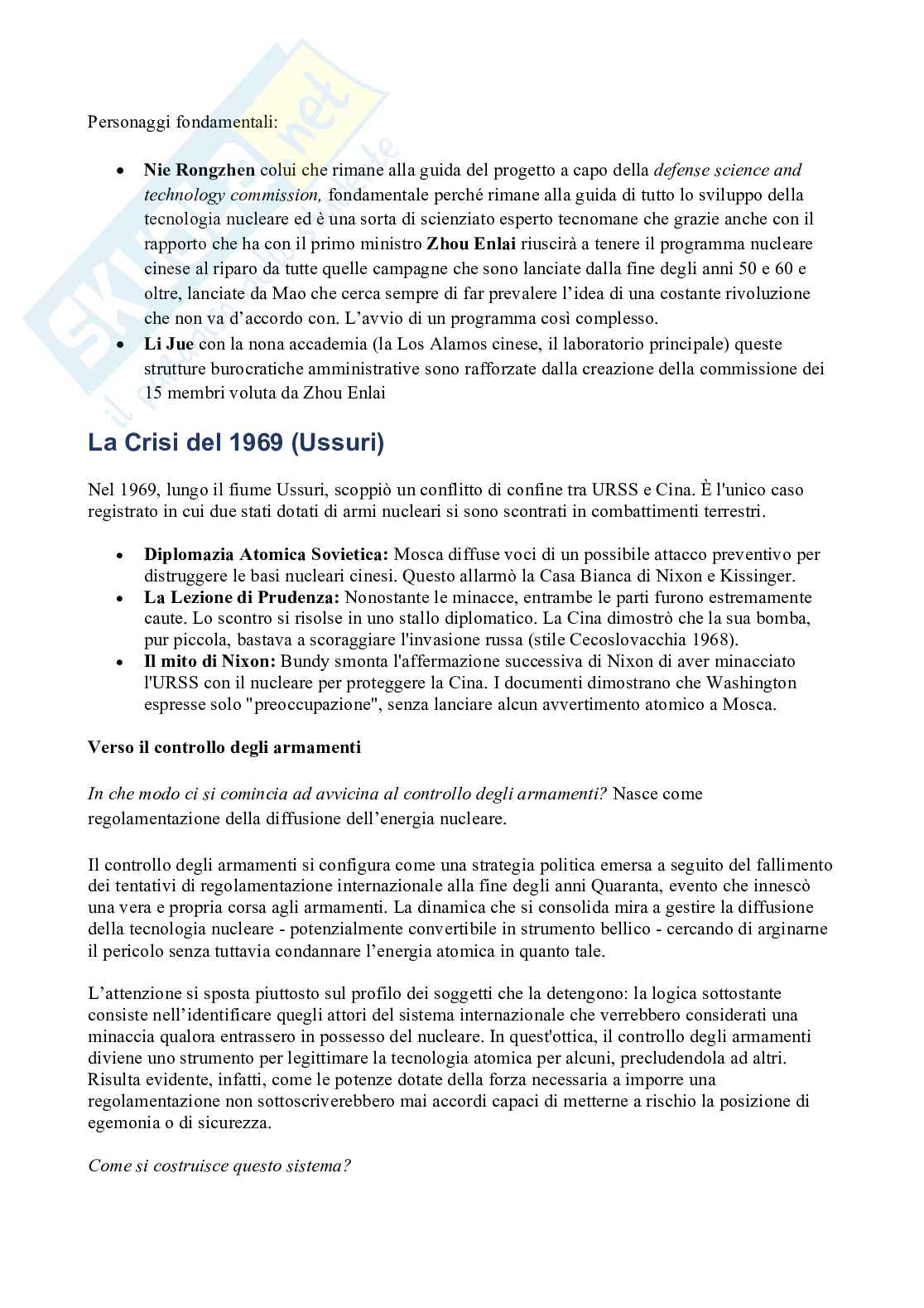 Riassunto esame Il potere nucleare nel sistema internazionale, Prof. Gala Marilena, libro consigliato Danger and Survival, Bundy Pag. 46