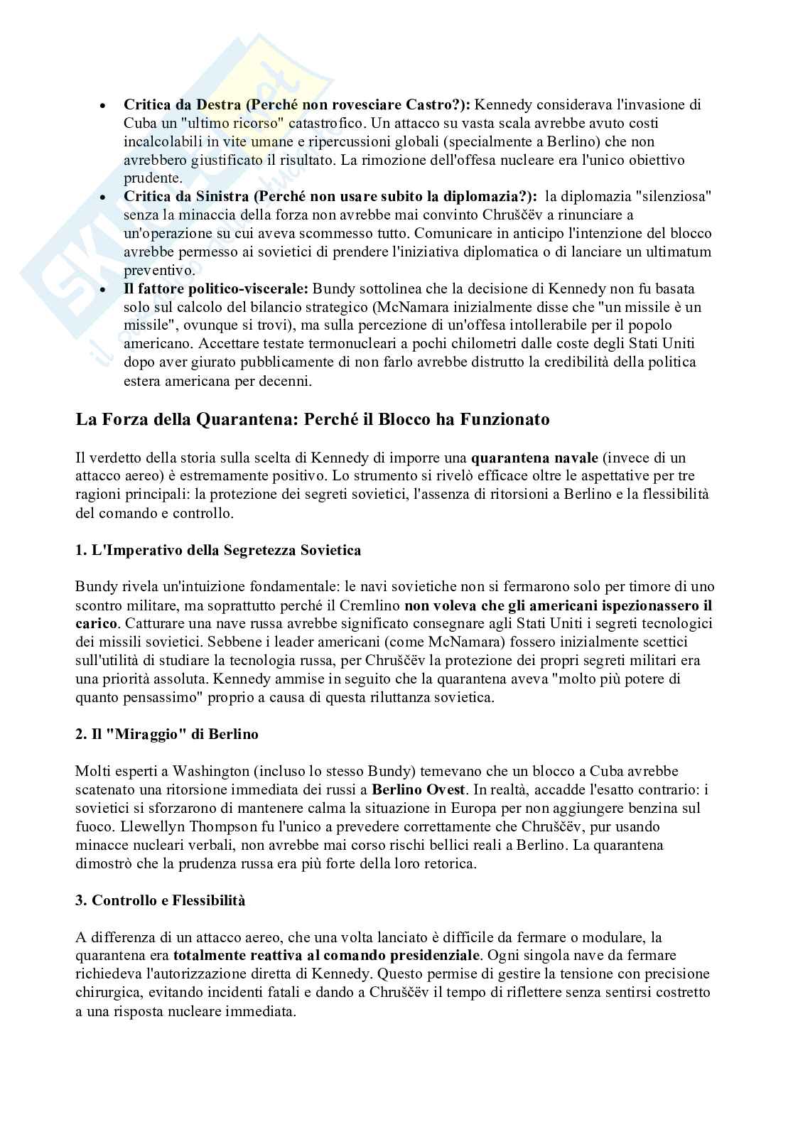 Riassunto esame Il potere nucleare nel sistema internazionale, Prof. Gala Marilena, libro consigliato Danger and Survival, Bundy Pag. 51