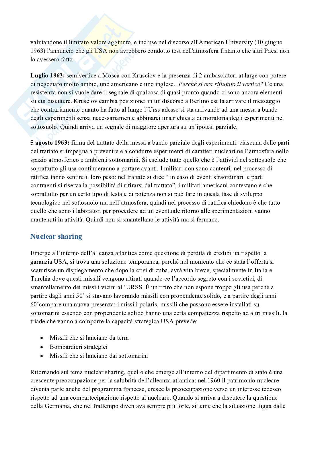 Riassunto esame Il potere nucleare nel sistema internazionale, Prof. Gala Marilena, libro consigliato Danger and Survival, Bundy Pag. 56