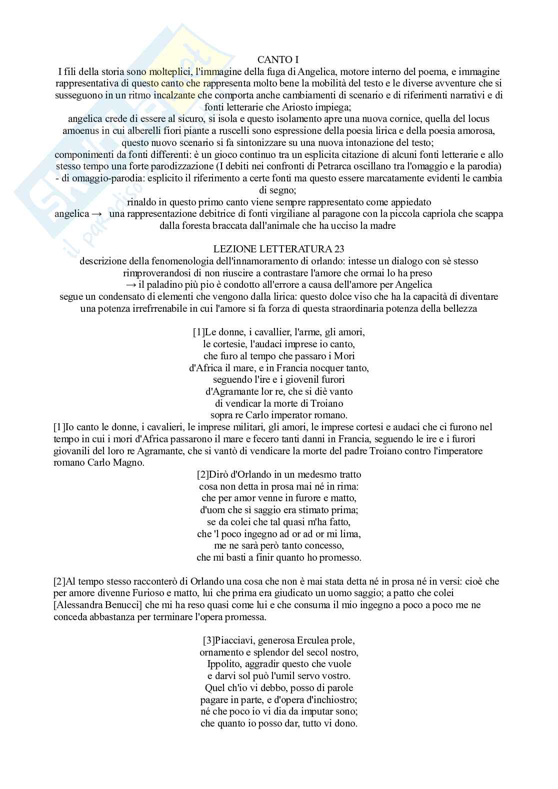 Orlando Furioso Canto I Testo E Parafrasi