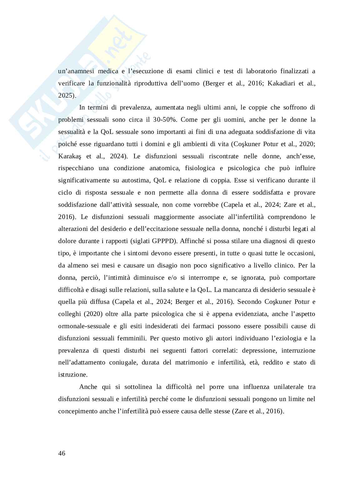 Infertilità di coppia e impatto sulla sessualità: ridefinizione del progetto di vita coniugale Pag. 46
