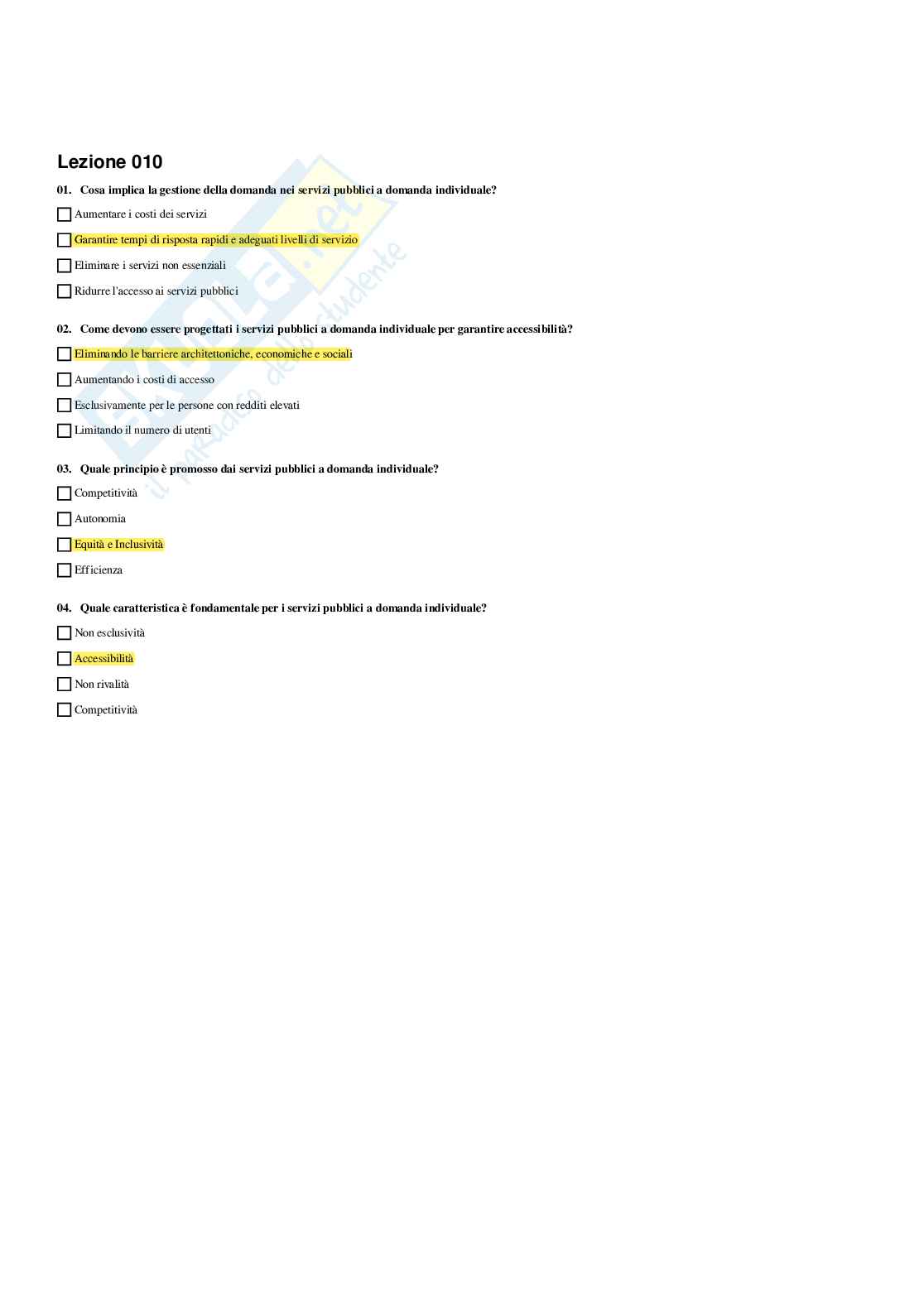 Paniere Organizzazione e contabilità delle amministrazioni e dei servizi pubblici - Risposte multiple (2025) Pag. 11