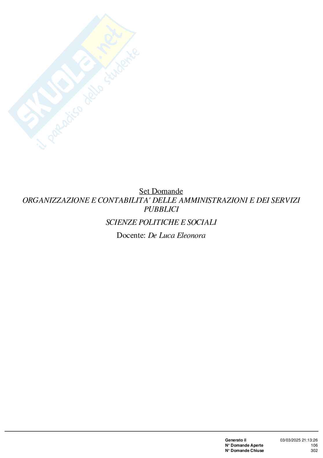 Paniere Organizzazione e contabilità delle amministrazioni e dei servizi pubblici - Risposte multiple (2025) Pag. 2