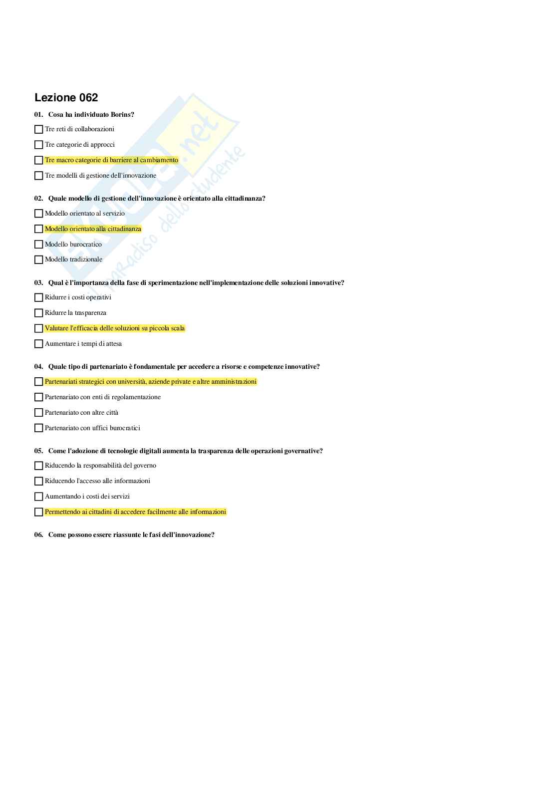 Paniere Organizzazione e contabilità delle amministrazioni e dei servizi pubblici - Risposte multiple (2025) Pag. 61