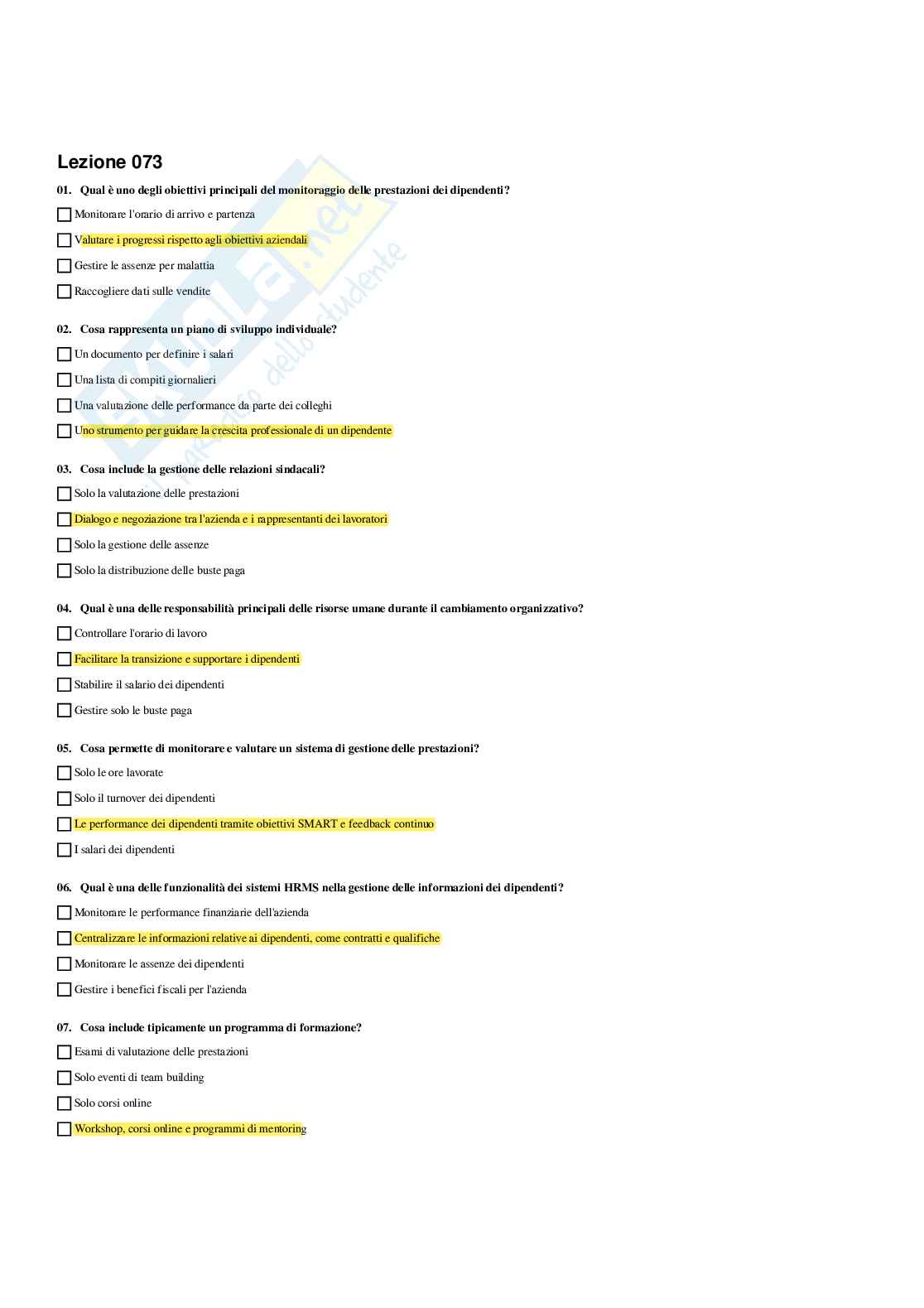 Paniere Organizzazione e contabilità delle amministrazioni e dei servizi pubblici - Risposte multiple (2025) Pag. 71