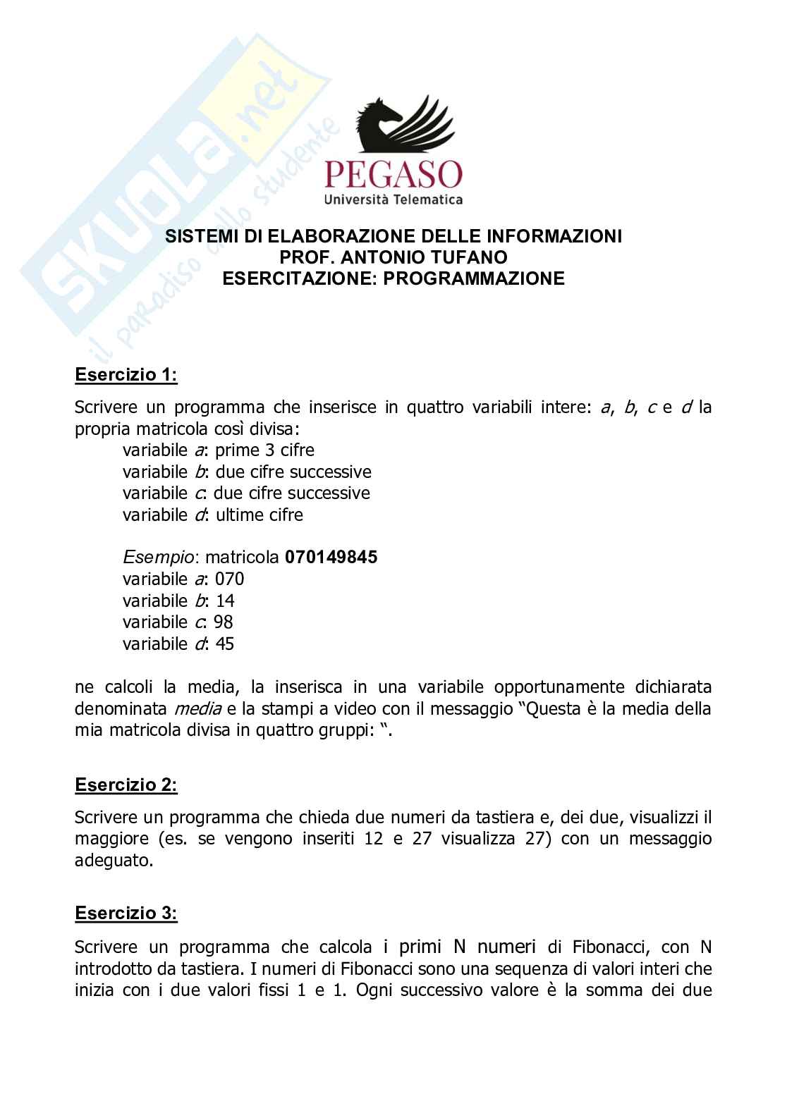 Elaborato 1 Sistemi di elaborazione delle informazioni Pag. 1