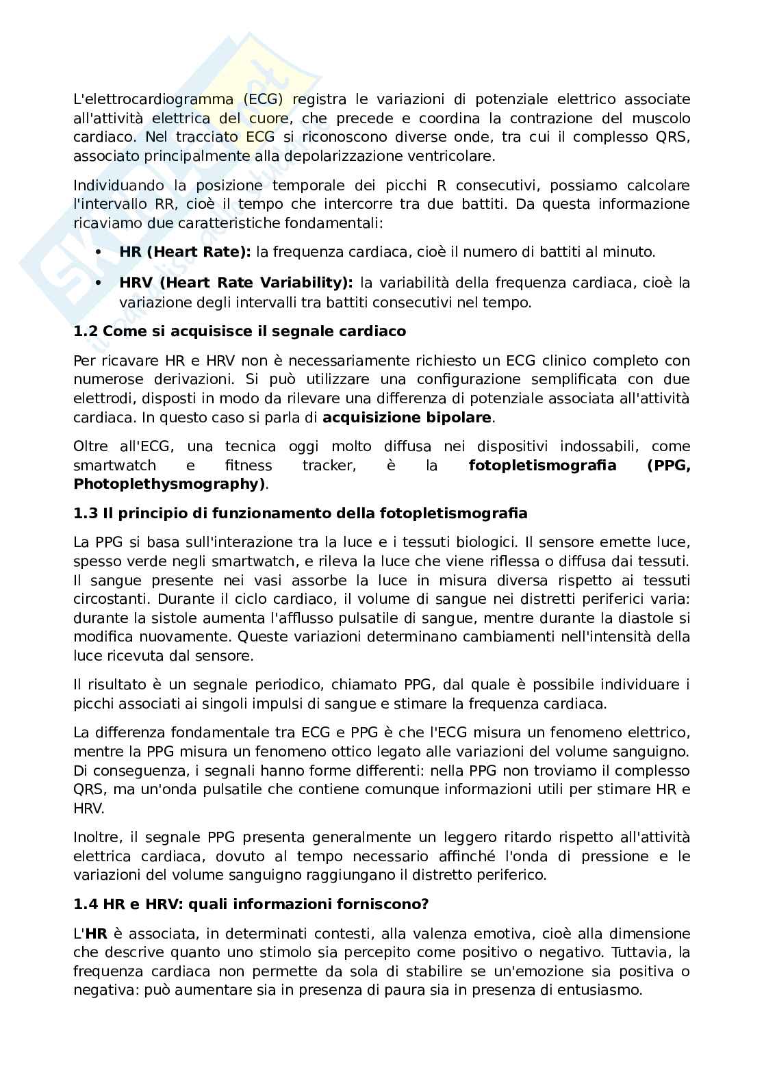 Processing dei segnali fisiologici – ECG, PPG, EDA/GSR, EOG e Pan-Tompkins Pag. 1