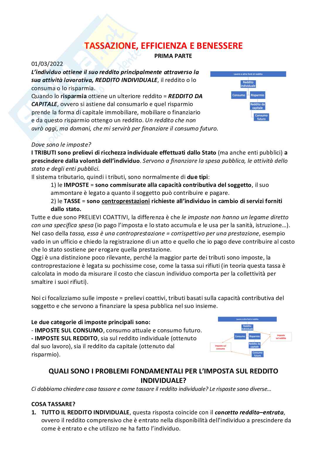 Tassazione, efficienza e benessere Pag. 1