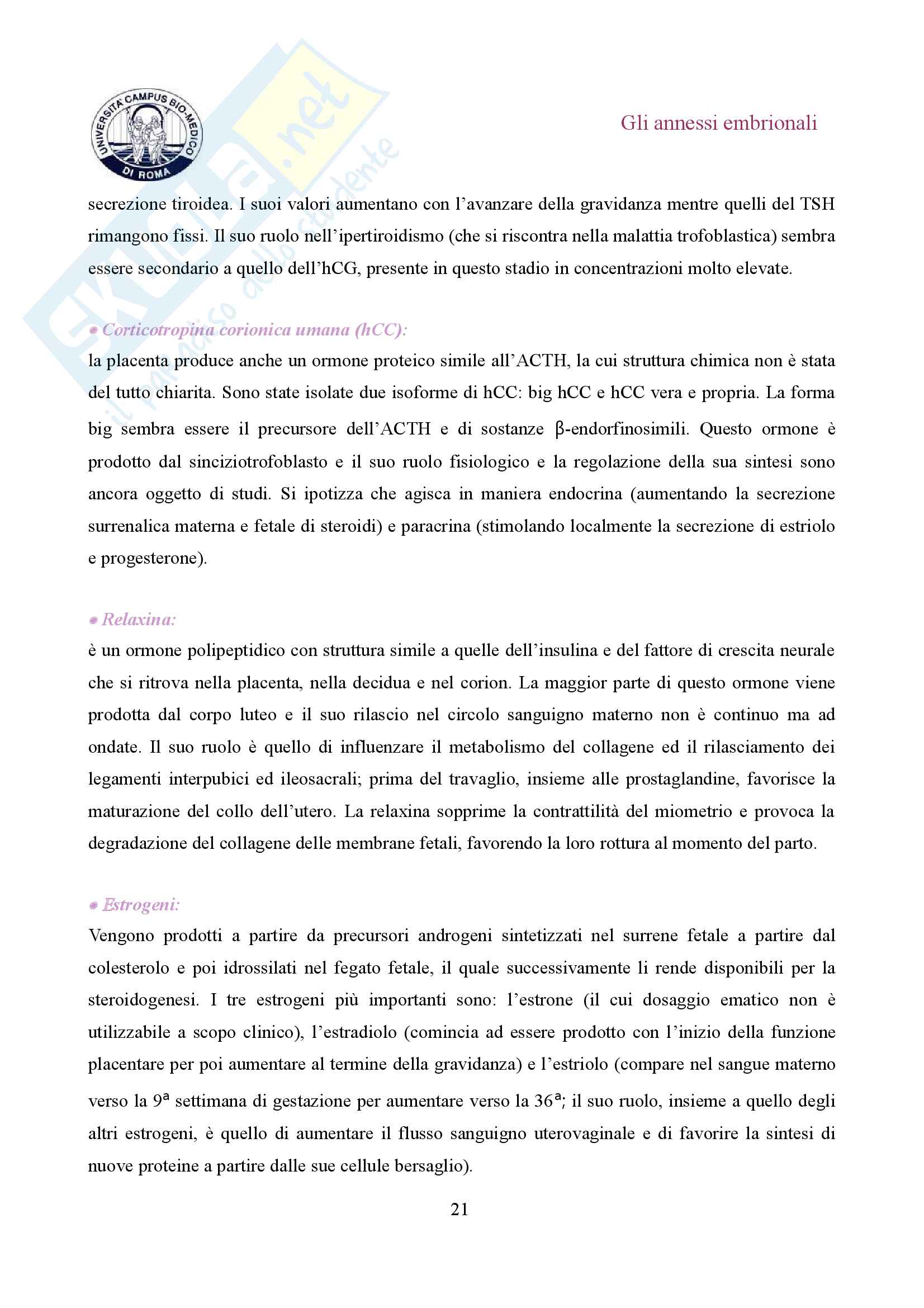 Gli annessi embrionali Pag. 21