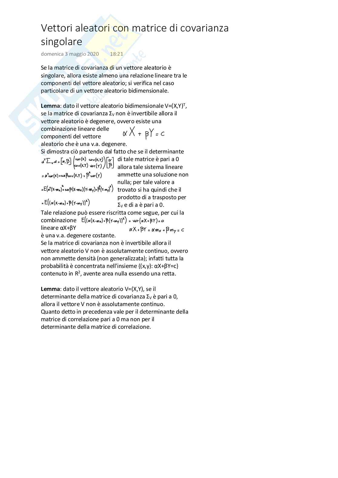 Analisi dei dati, fino al valore atteso condizionato Pag. 81