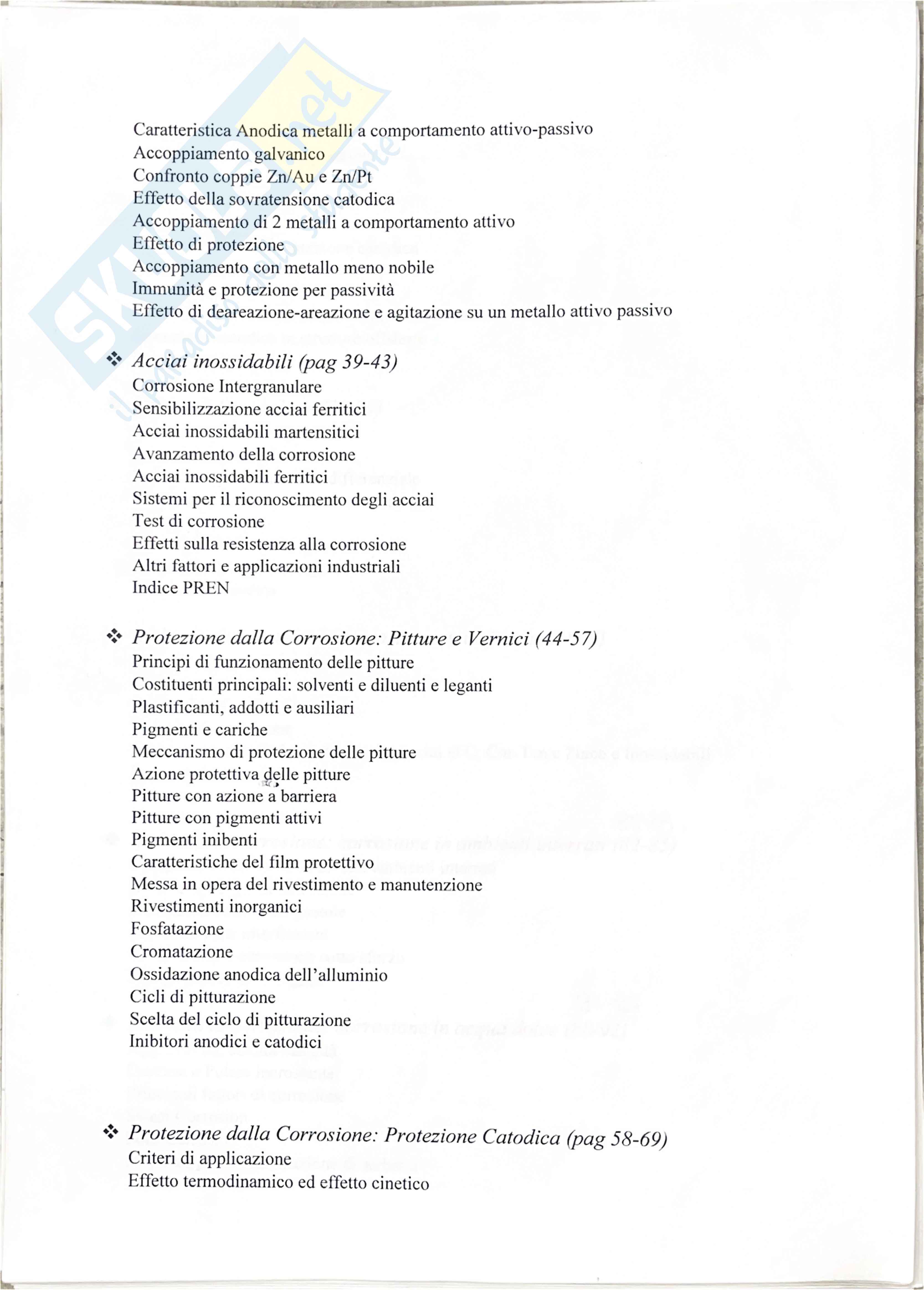 Riassunto esame Corrosione e protezione dei materiali metallici, Prof. Testa Flaviano, libro consigliato Corrosione e protezione dei materiali metallici , Pedeferri  Pag. 2