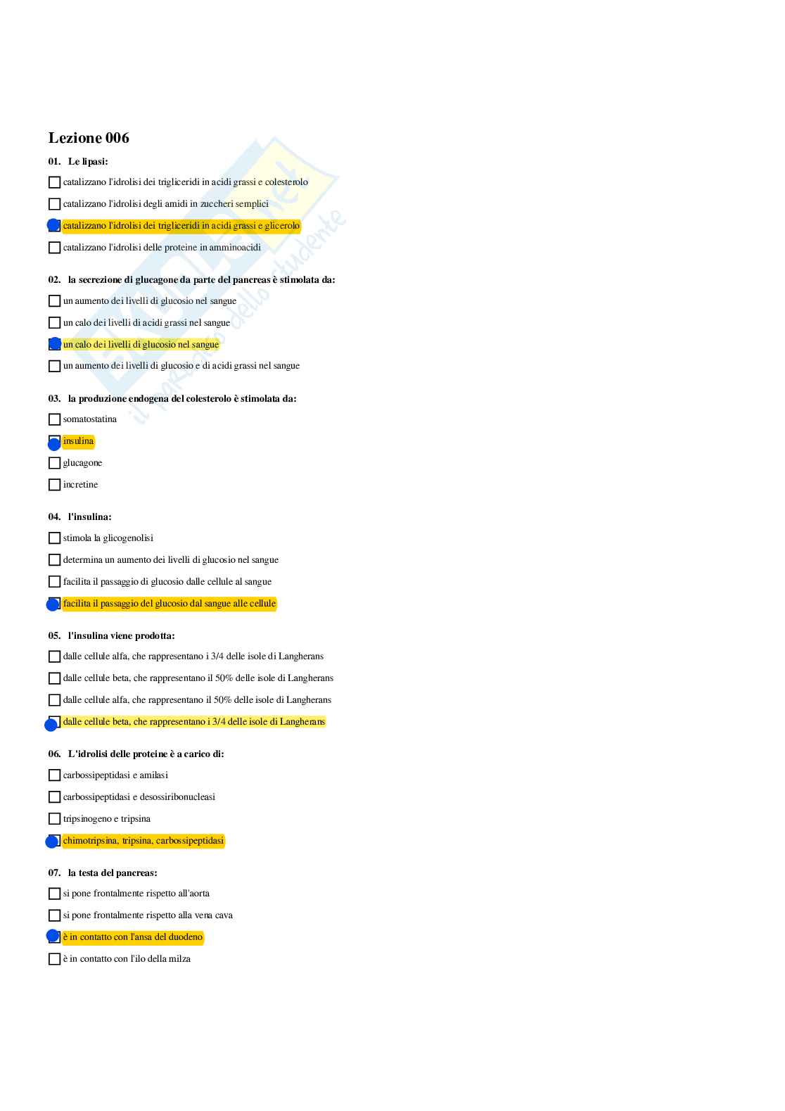 Paniere Endocrinologia applicata all'attività motoria (2026) - Risposte multiple corrette Pag. 11