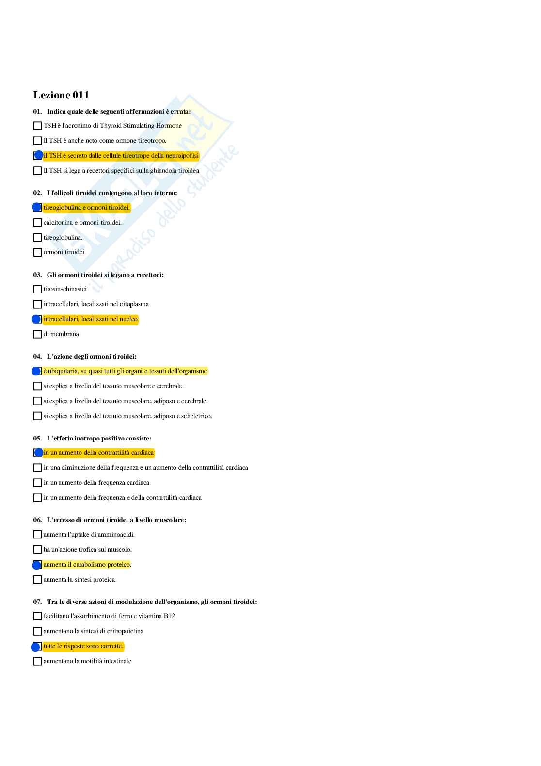 Paniere Endocrinologia applicata all'attività motoria (2026) - Risposte multiple corrette Pag. 21