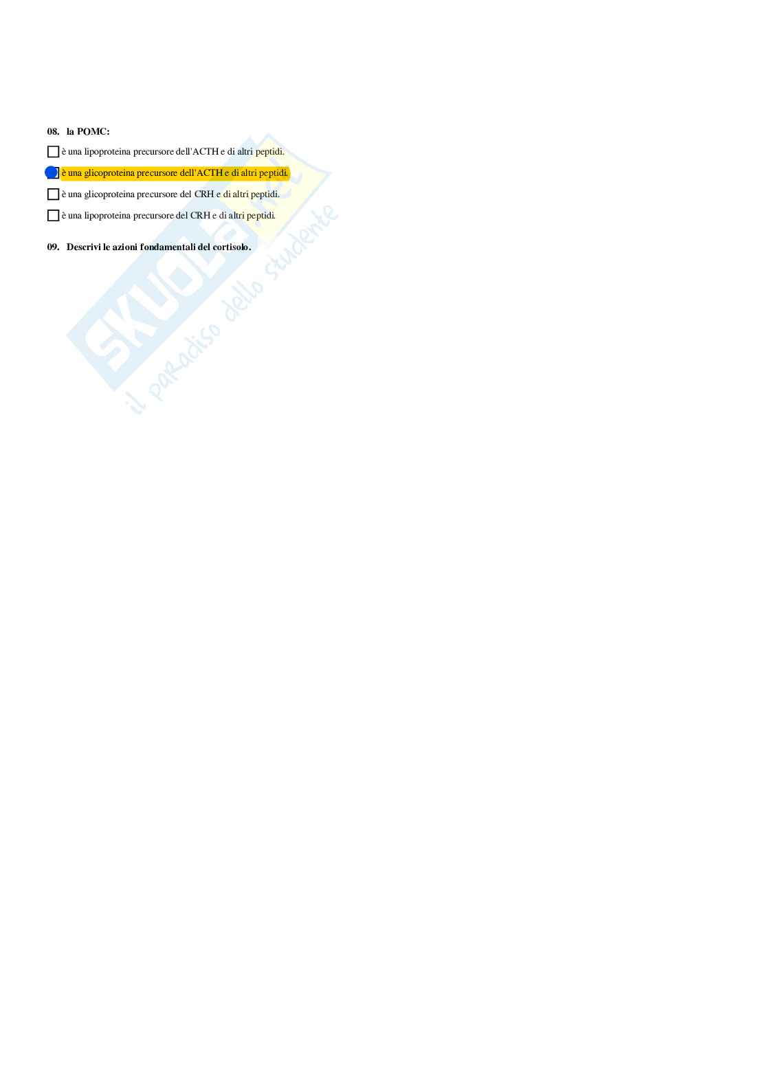 Paniere Endocrinologia applicata all'attività motoria (2026) - Risposte multiple corrette Pag. 26