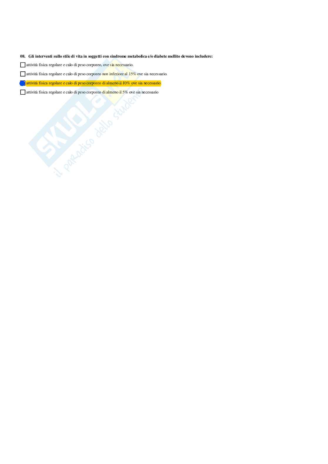 Paniere Endocrinologia applicata all'attività motoria (2026) - Risposte multiple corrette Pag. 56