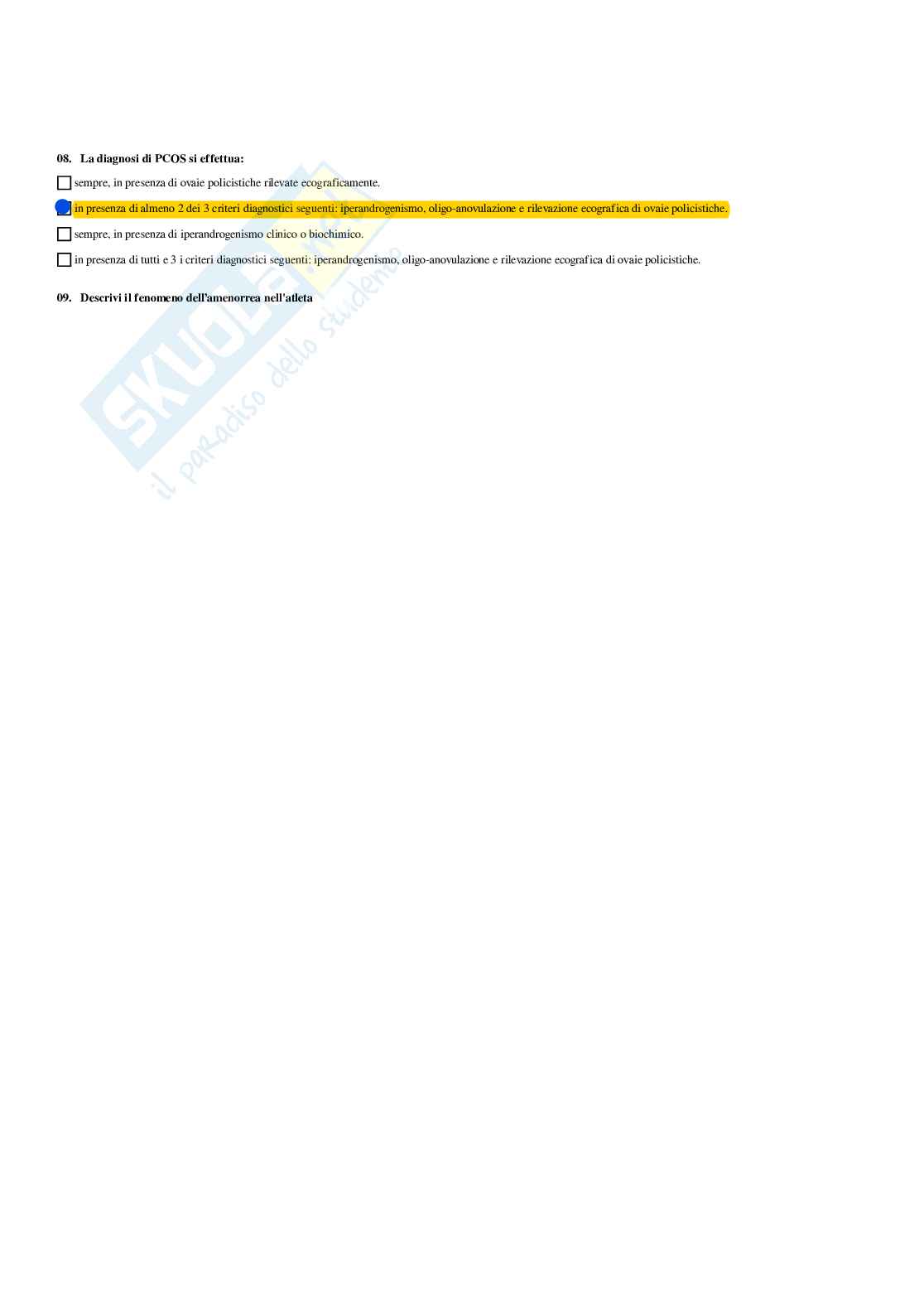 Paniere Endocrinologia applicata all'attività motoria (2026) - Risposte multiple corrette Pag. 66
