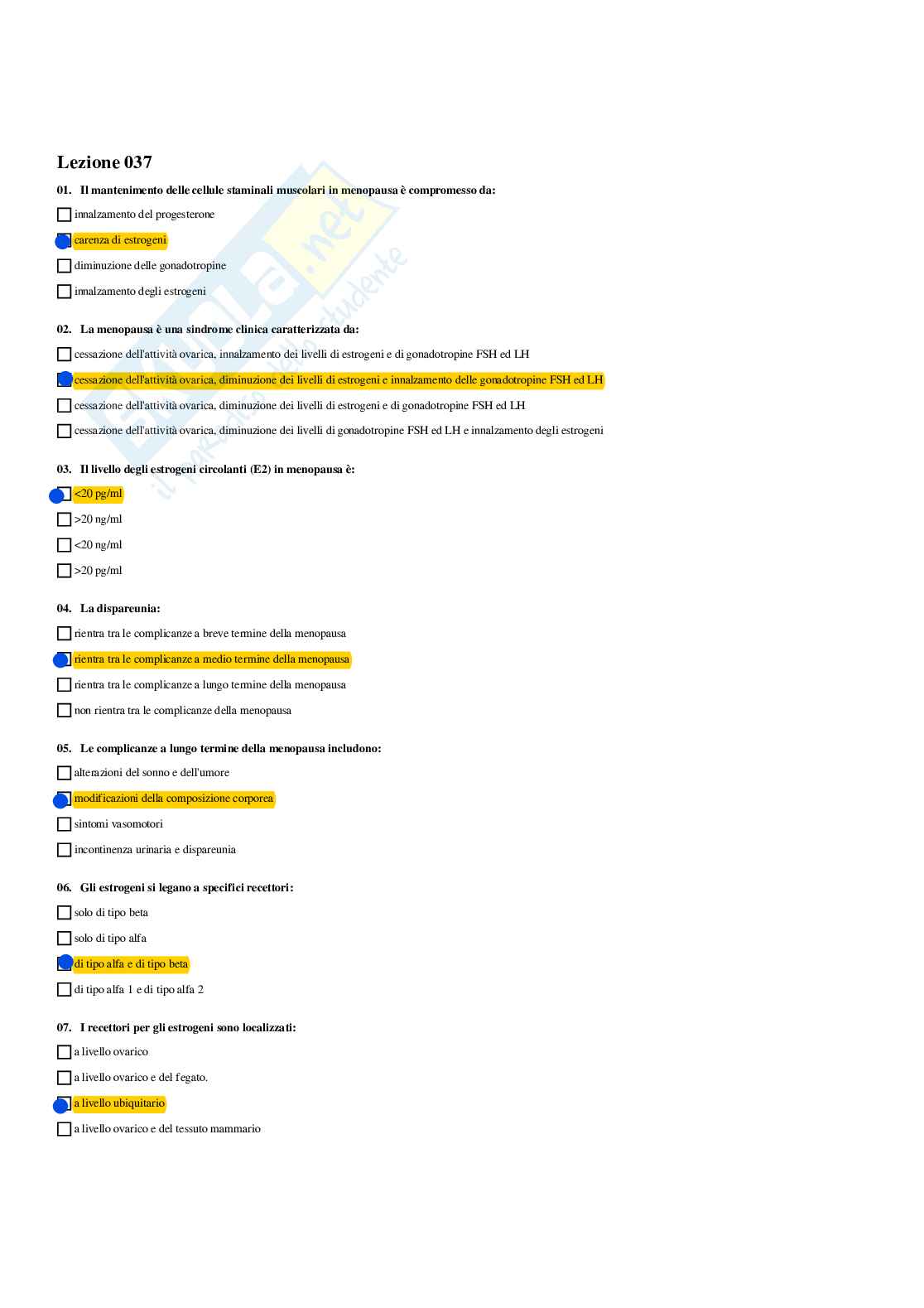 Paniere Endocrinologia applicata all'attività motoria (2026) - Risposte multiple corrette Pag. 71