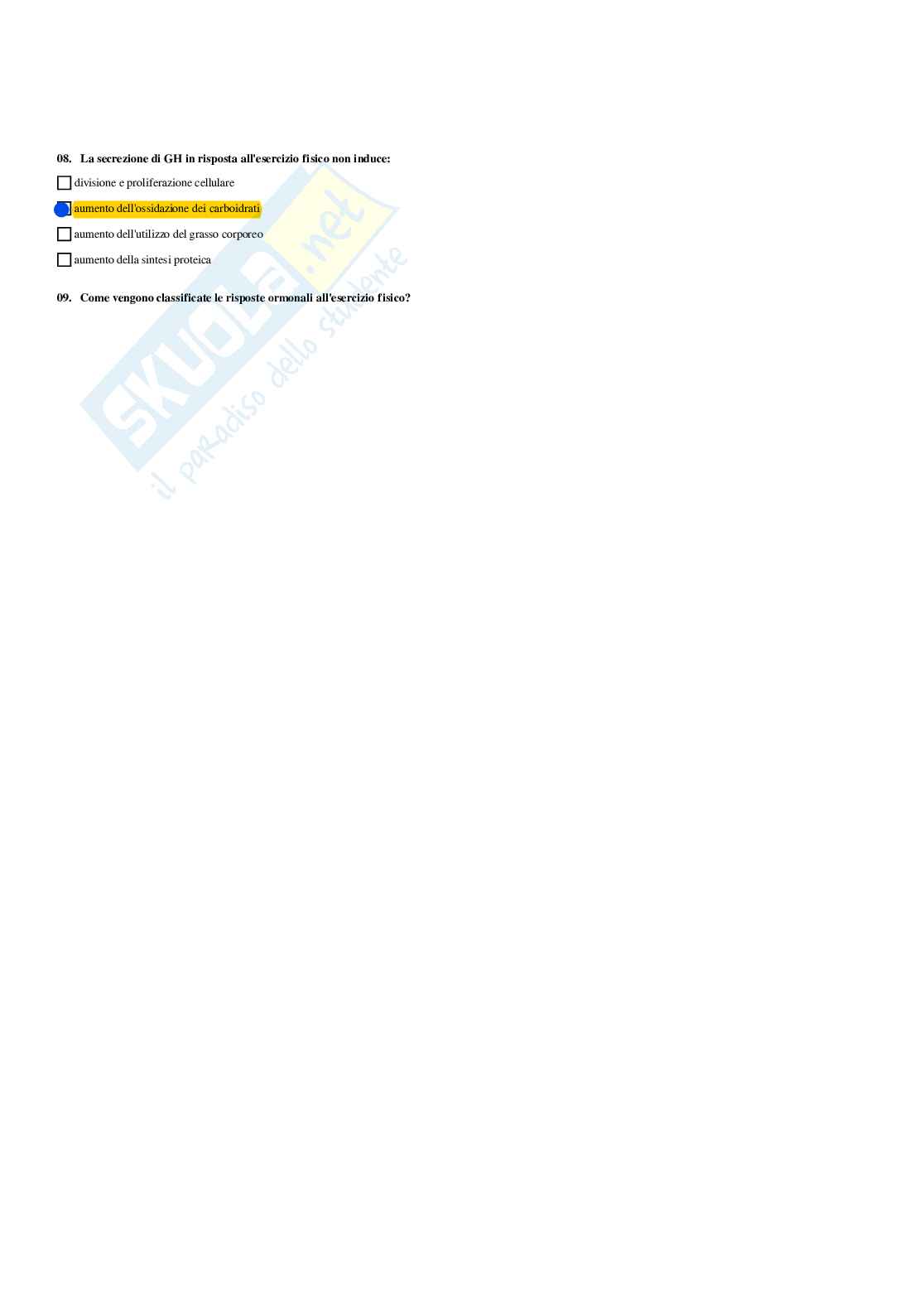 Paniere Endocrinologia applicata all'attività motoria (2026) - Risposte multiple corrette Pag. 76