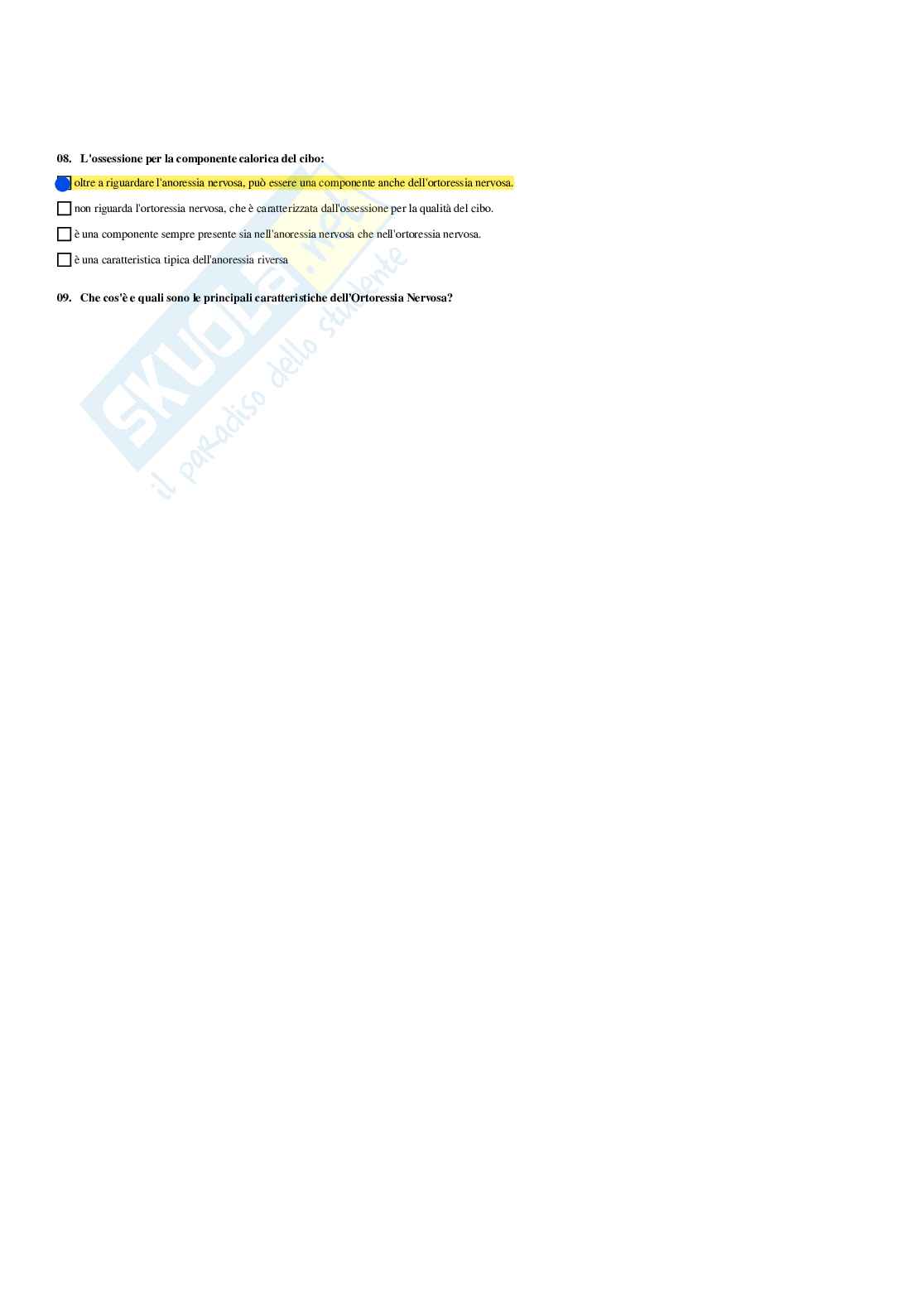 Paniere Endocrinologia applicata all'attività motoria (2026) - Risposte multiple corrette Pag. 86
