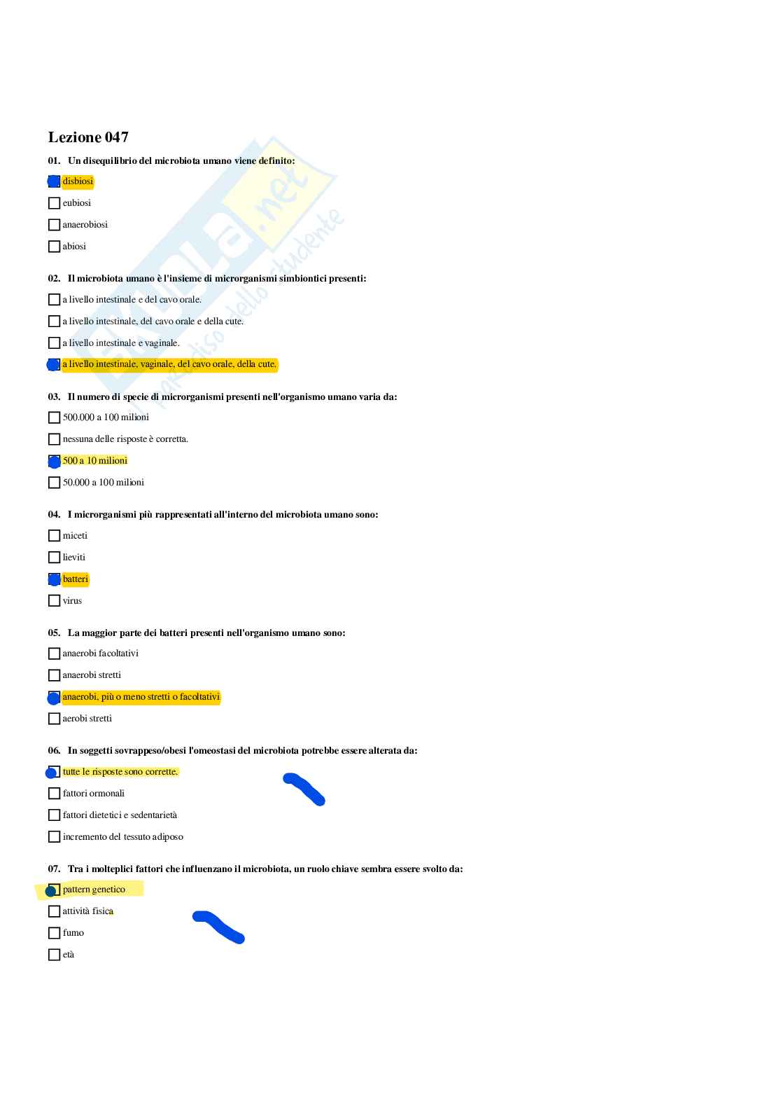 Paniere Endocrinologia applicata all'attività motoria (2026) - Risposte multiple corrette Pag. 91