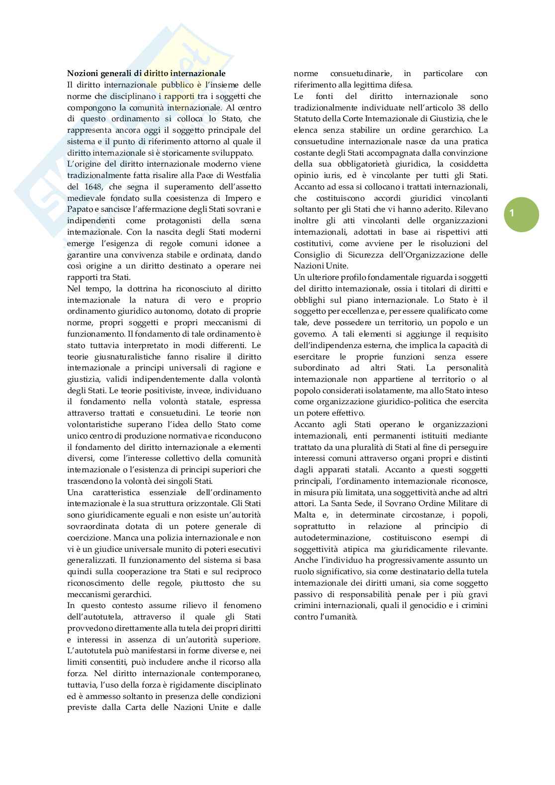 Riassunto esame Diritto internazionale , Prof. Virzo Roberto, libro consigliato Diritto internazionale, Conforti, Villani Pag. 2