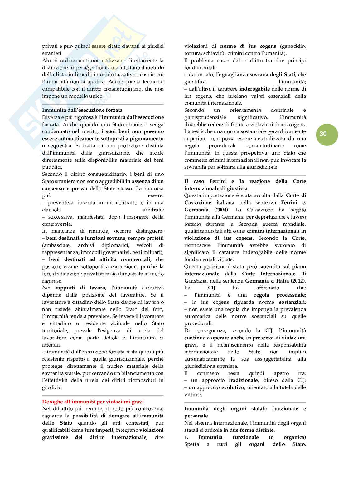 Riassunto esame Diritto internazionale , Prof. Virzo Roberto, libro consigliato Diritto internazionale, Conforti, Villani Pag. 31