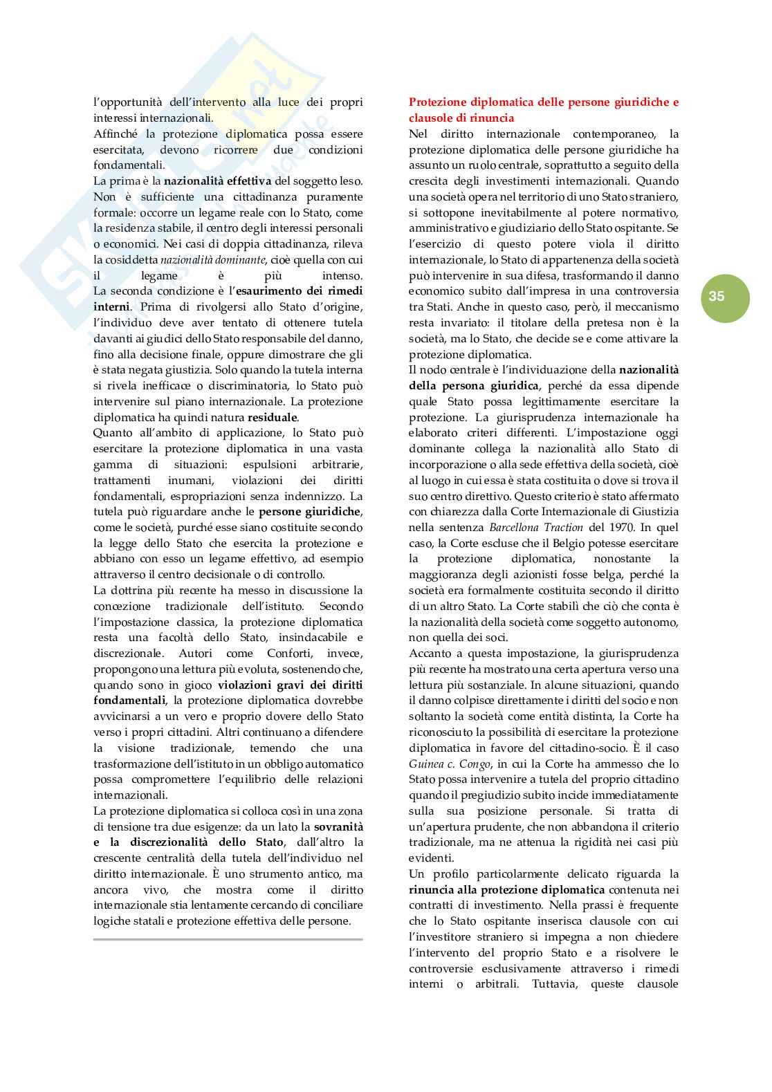 Riassunto esame Diritto internazionale , Prof. Virzo Roberto, libro consigliato Diritto internazionale, Conforti, Villani Pag. 36