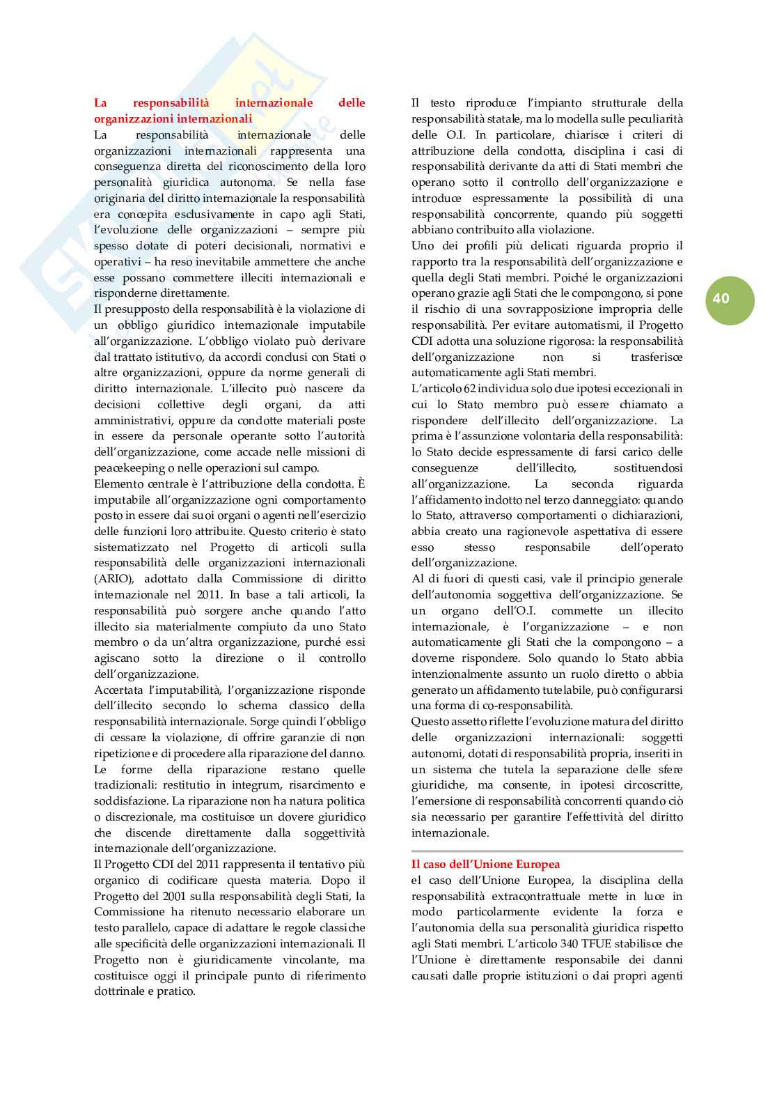 Riassunto esame Diritto internazionale , Prof. Virzo Roberto, libro consigliato Diritto internazionale, Conforti, Villani Pag. 41