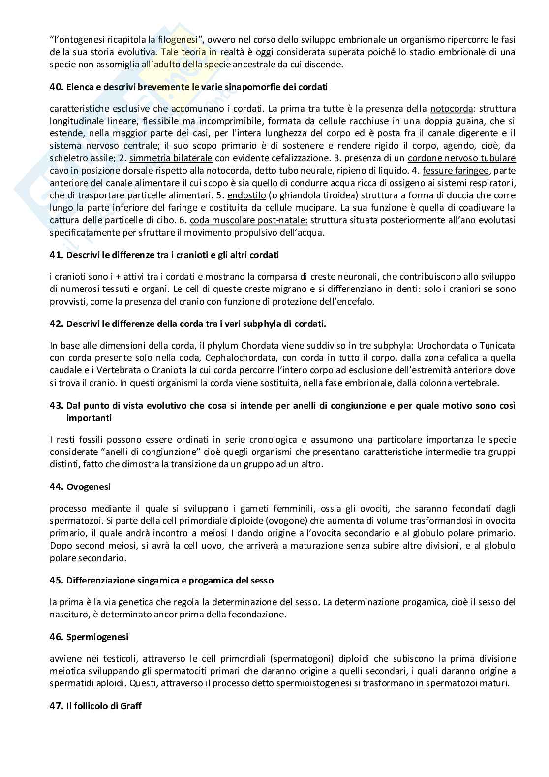 Domande Aperte Anatomia comparata e citologia Pag. 6
