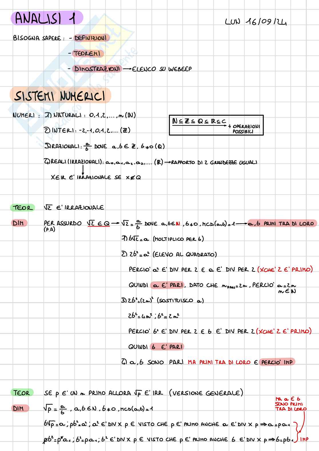Analisi e geometria I - Introduzione Pag. 1
