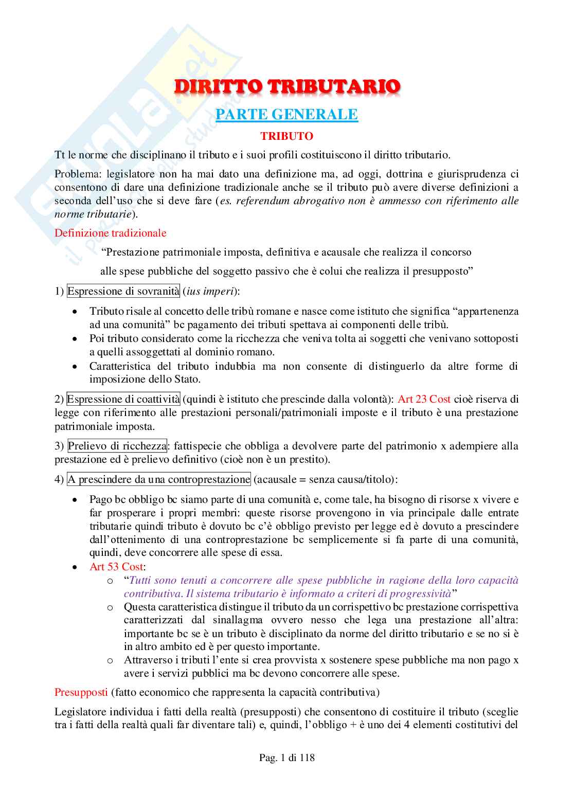 Diritto tributario Pag. 1