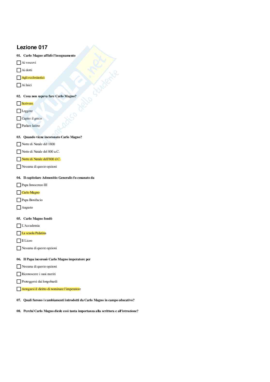 Paniere Storia della pedagogia  - Risposte multiple - aggiornato (2026) Pag. 16