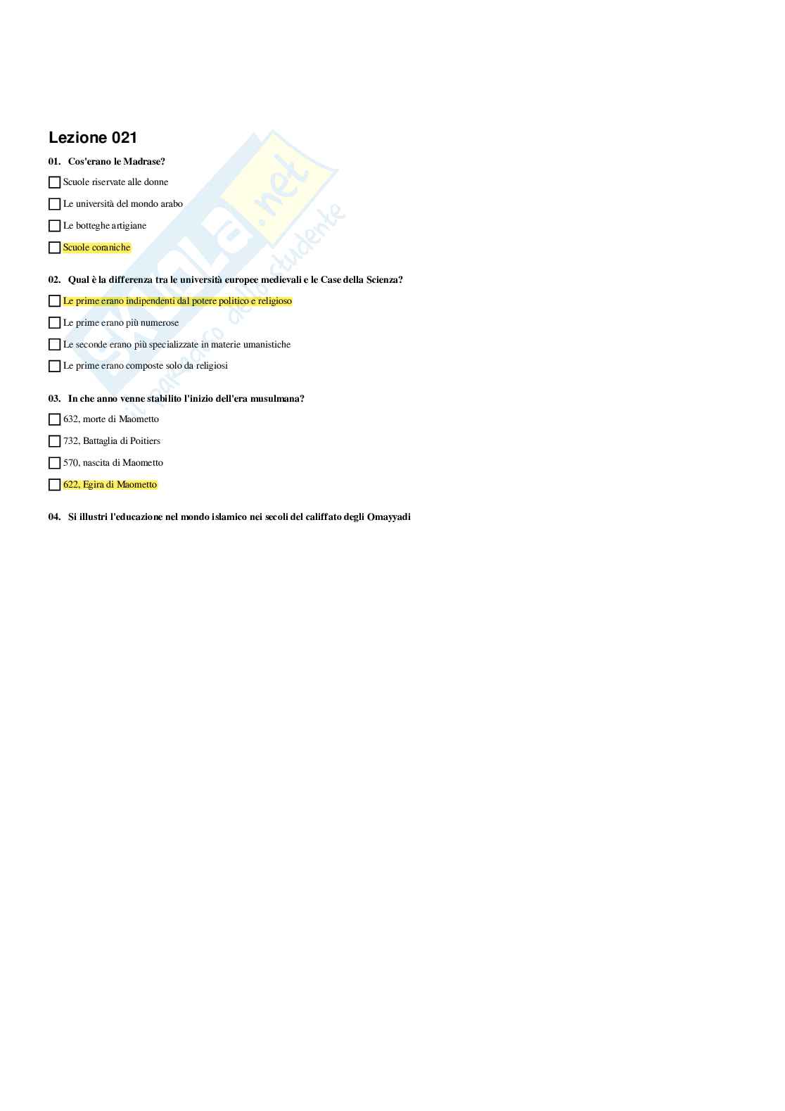 Paniere Storia della pedagogia  - Risposte multiple - aggiornato (2026) Pag. 21