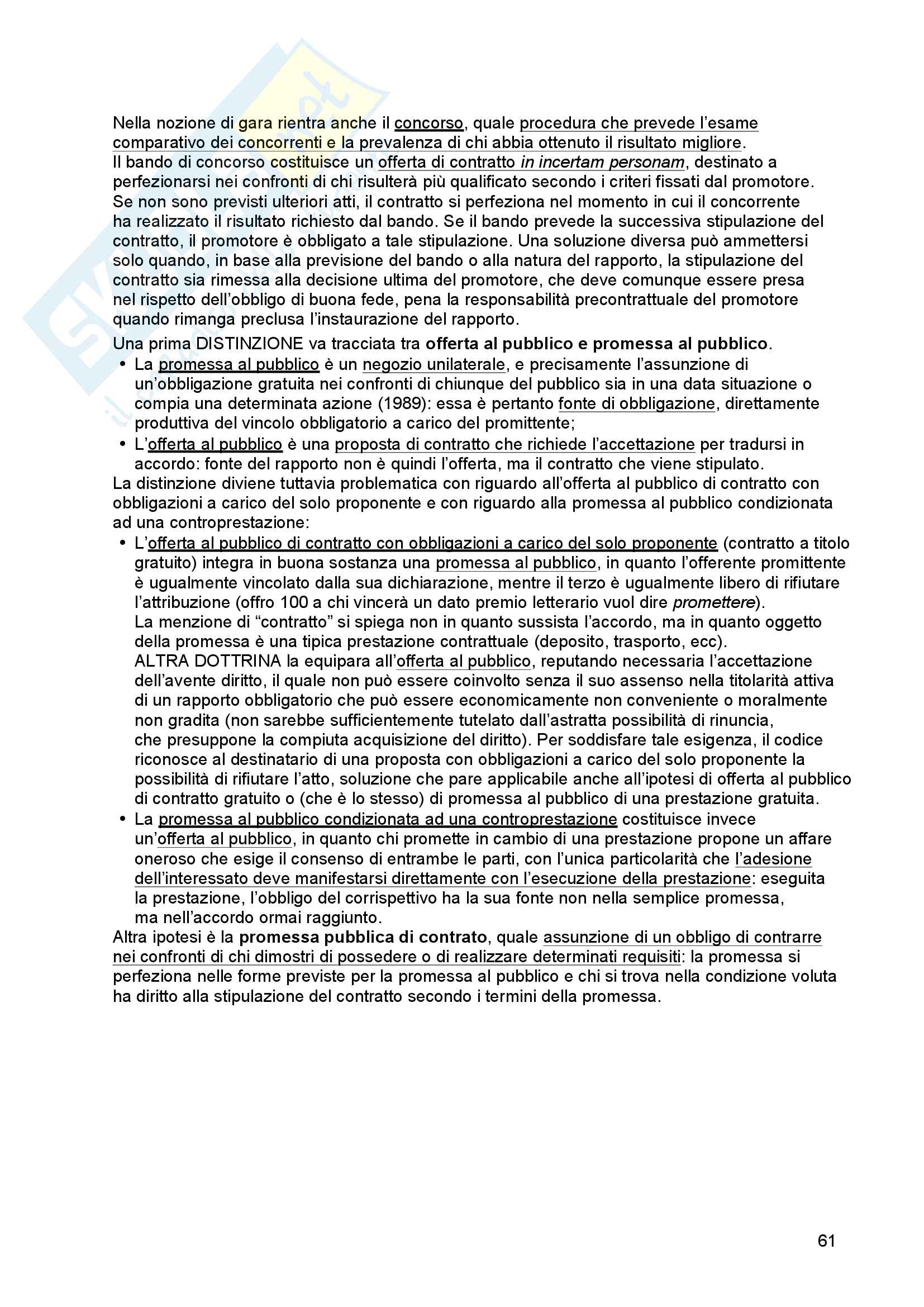 Riassunto esame diritto civile 2, prof. Troiano, libro consigliato Il contratto, Bianca (vol. 3) Pag. 61