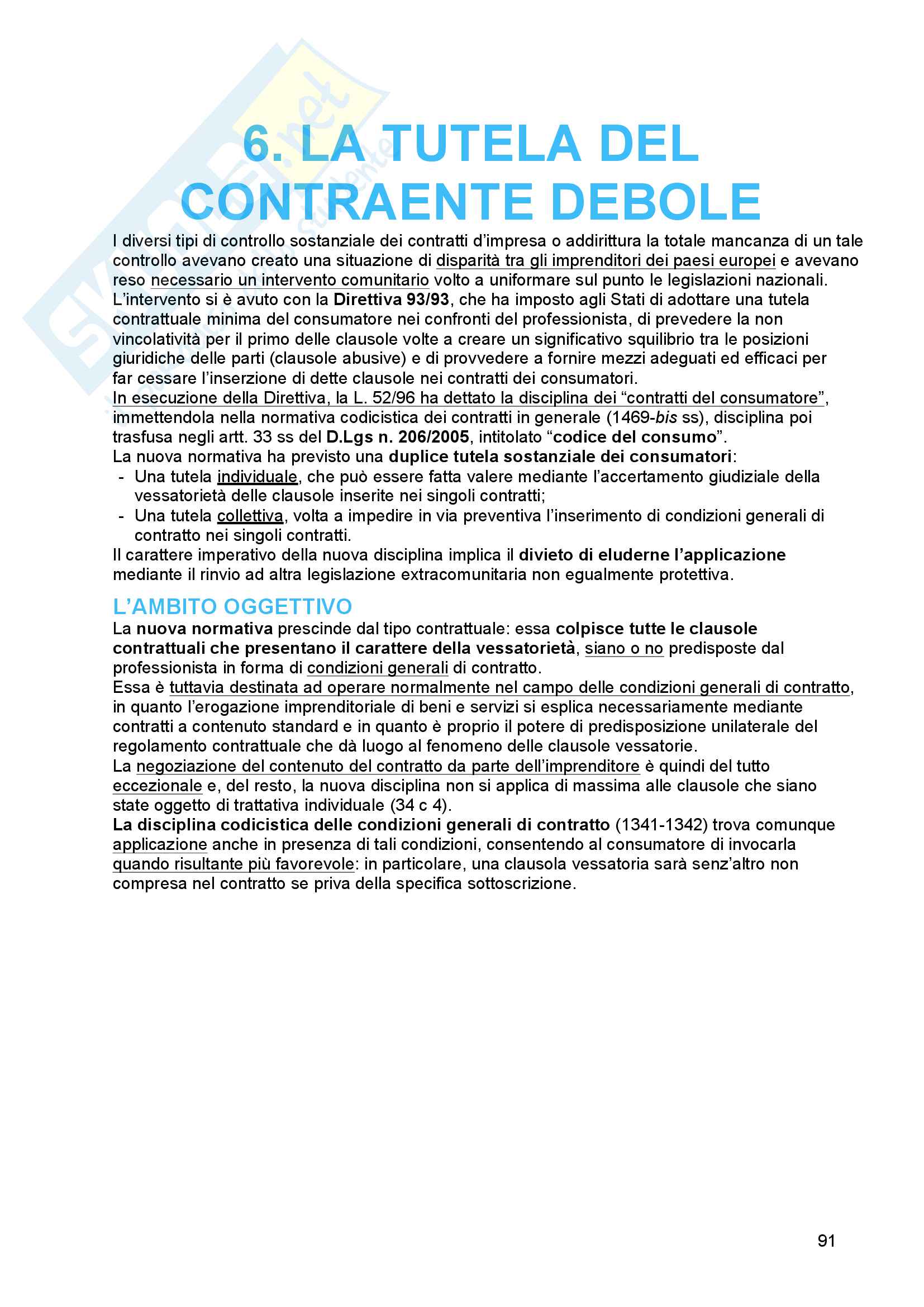 Riassunto esame diritto civile 2, prof. Troiano, libro consigliato Il contratto, Bianca (vol. 3) Pag. 91
