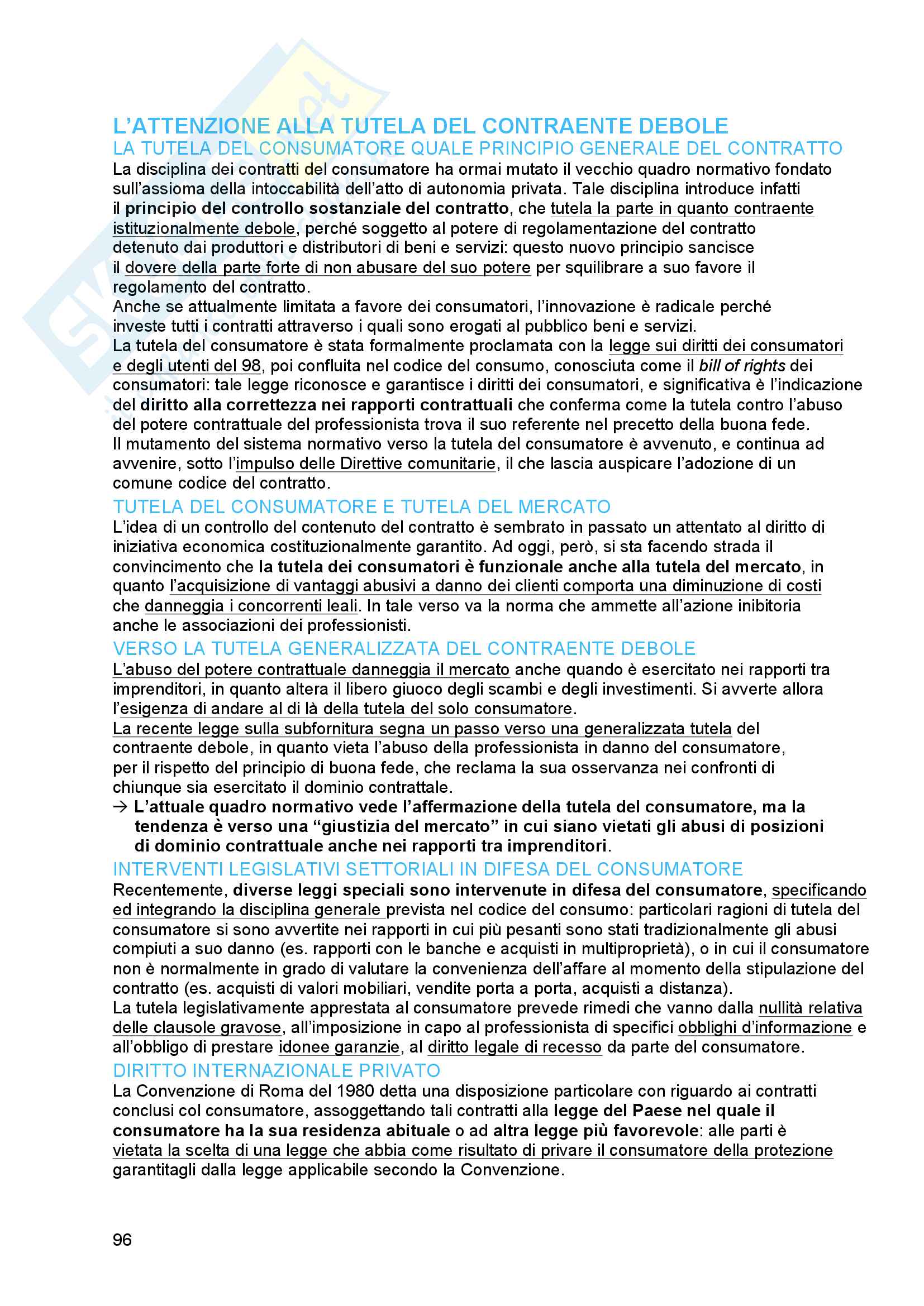 Riassunto esame diritto civile 2, prof. Troiano, libro consigliato Il contratto, Bianca (vol. 3) Pag. 96