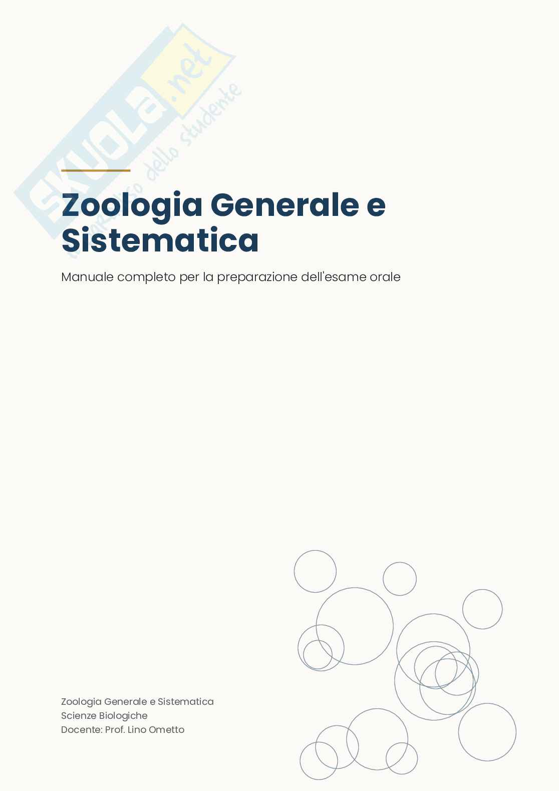 Zoologia sistematica – Teoria, schemi e domande d'esame  Pag. 1
