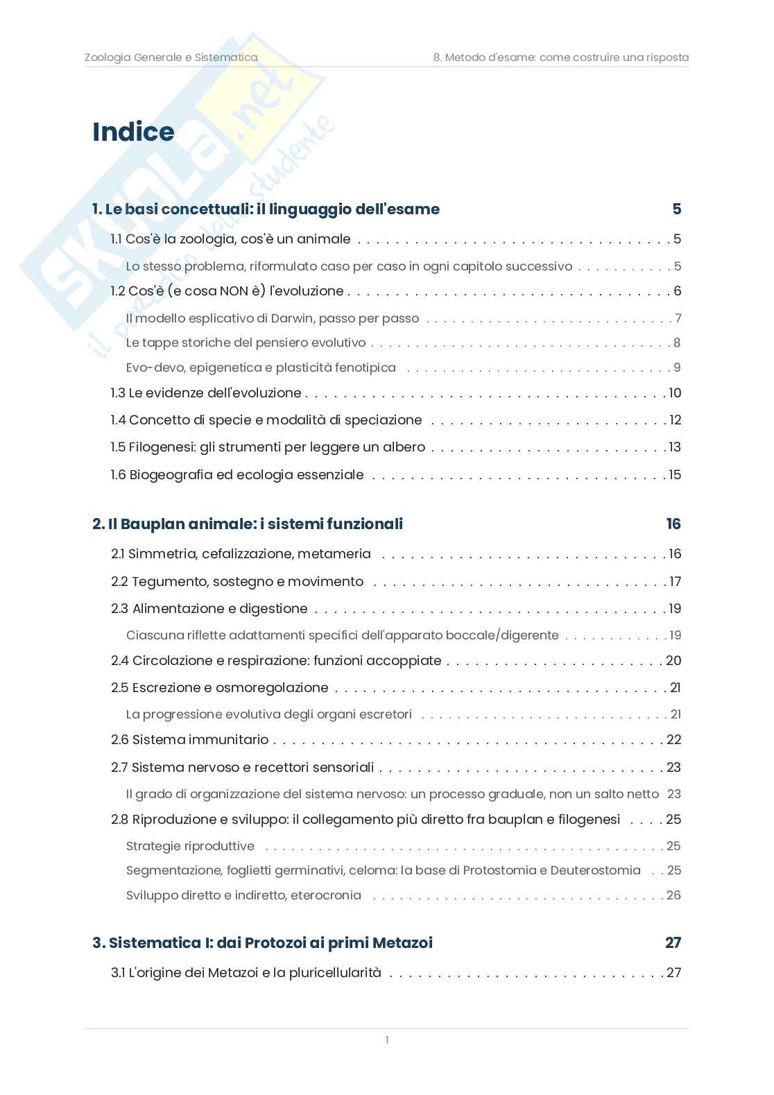 Zoologia sistematica – Teoria, schemi e domande d'esame  Pag. 2