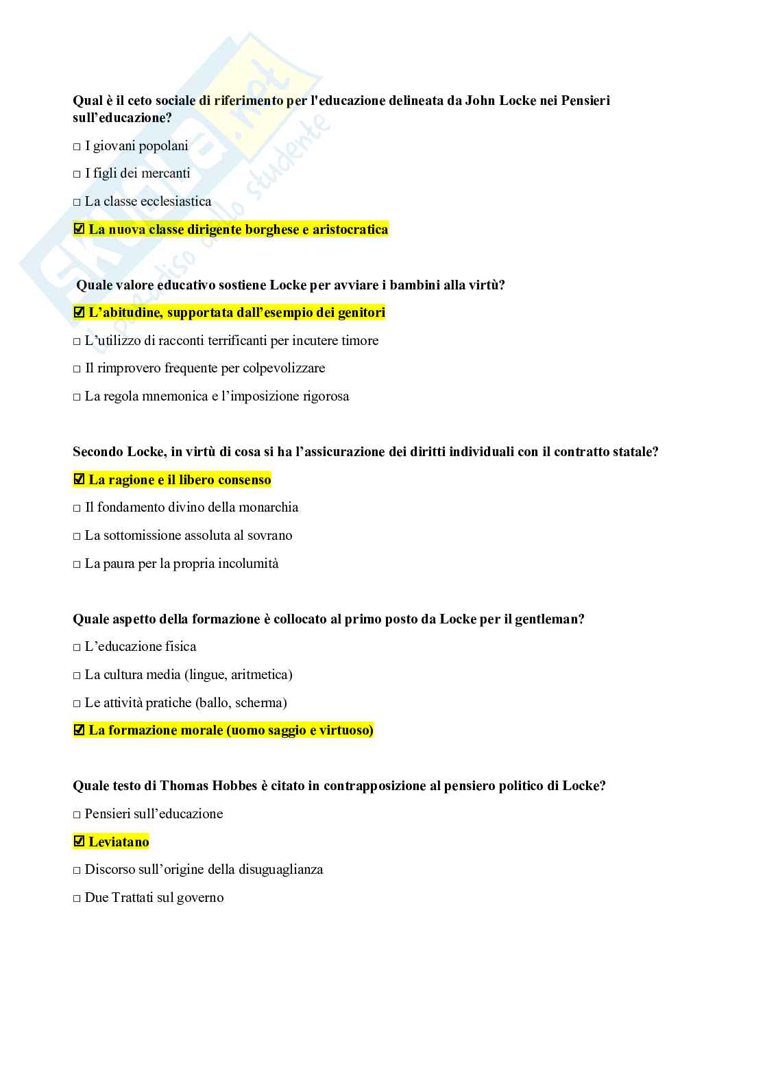 Risposte chiuse Storia della pedagogia Pag. 2