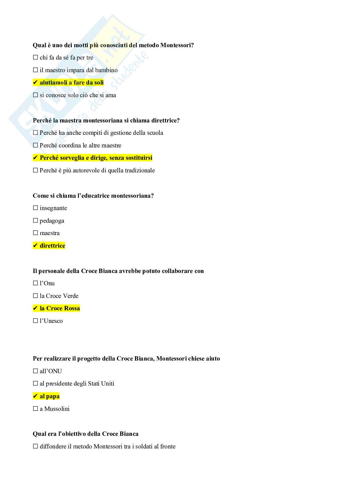 Risposte chiuse Storia della pedagogia Pag. 31