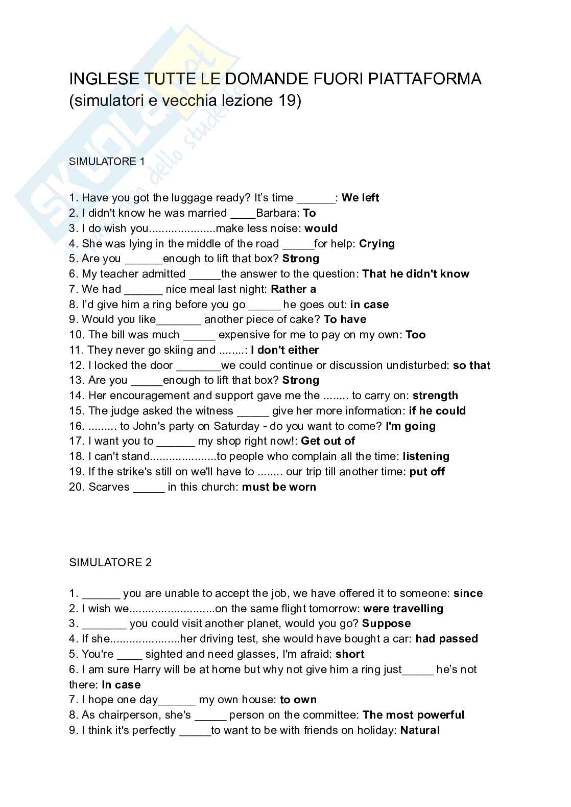Fuori piattaforma Inglese Pag. 1