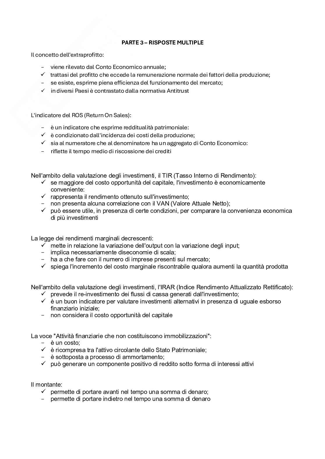 Formulario e esame svolto di Economia dell'impresa Pag. 6