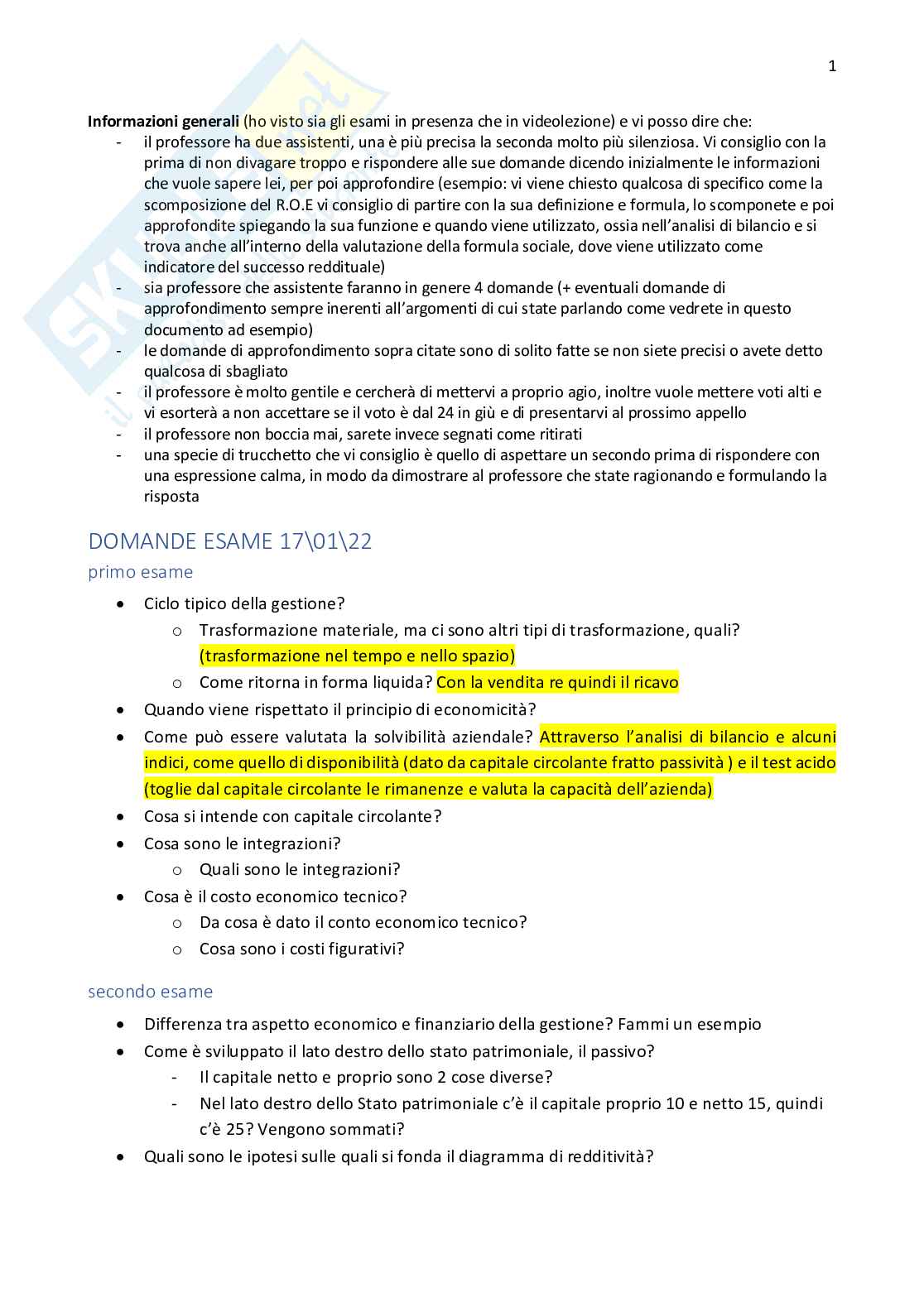 Domande esami economia aziendale Pag. 1