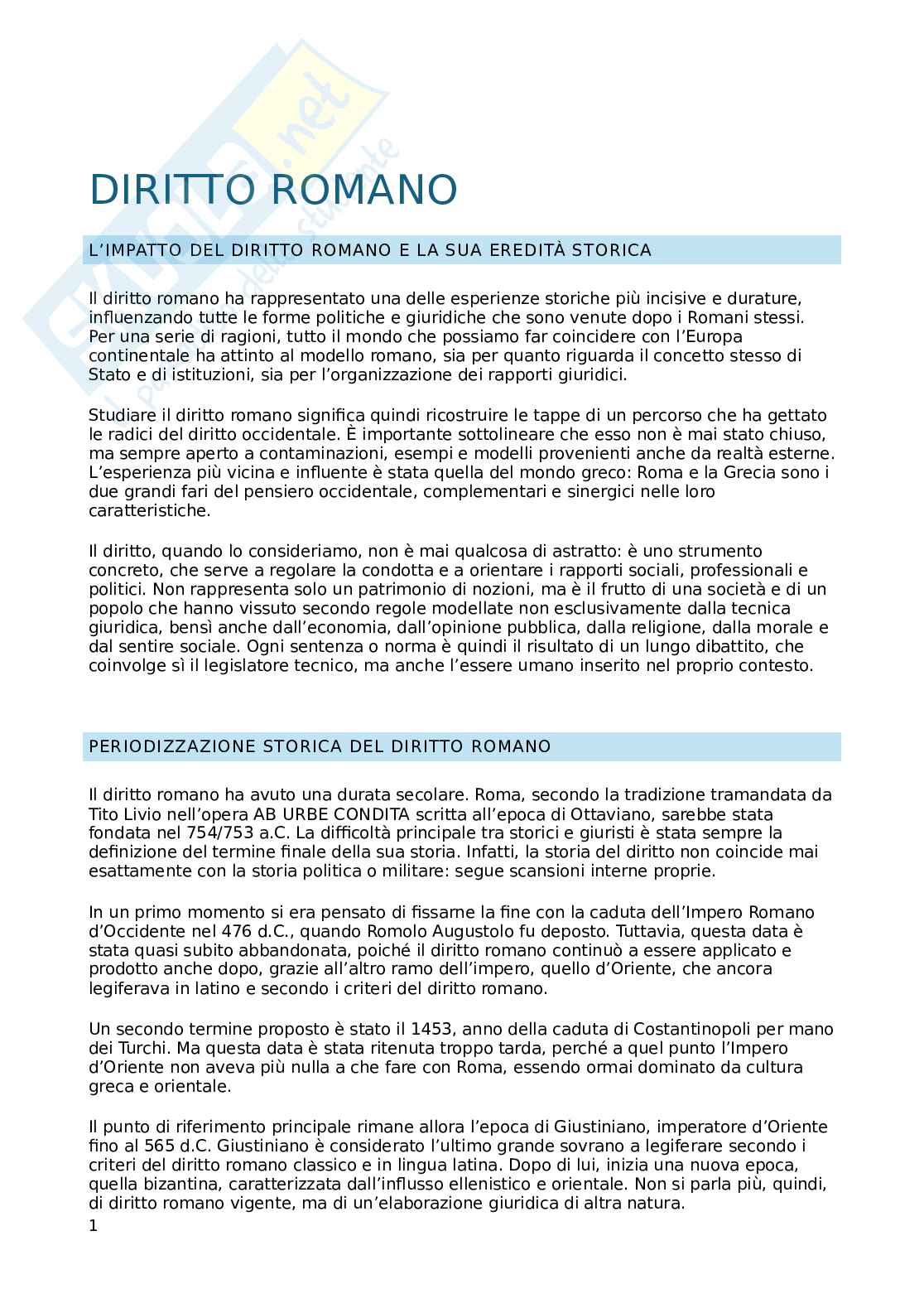 Appunti lezioni di Diritto romano Pag. 1